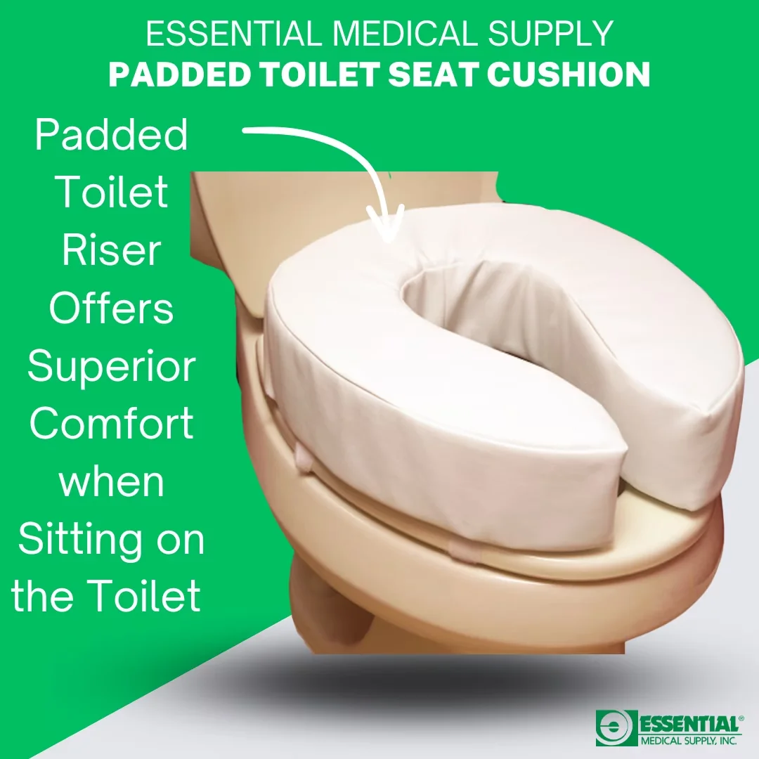 Quality Toilet Seats And Lid with Foam Padded Seat Riser, Attachment Washable Cover - Vinyl White Model 042946