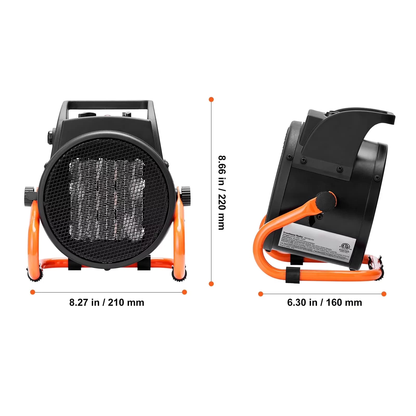 Portable And Electric Space Heater Essential with 1500W, Temperature Controlled, 3-Speed Small Fan - Orange for Office Model A2160A