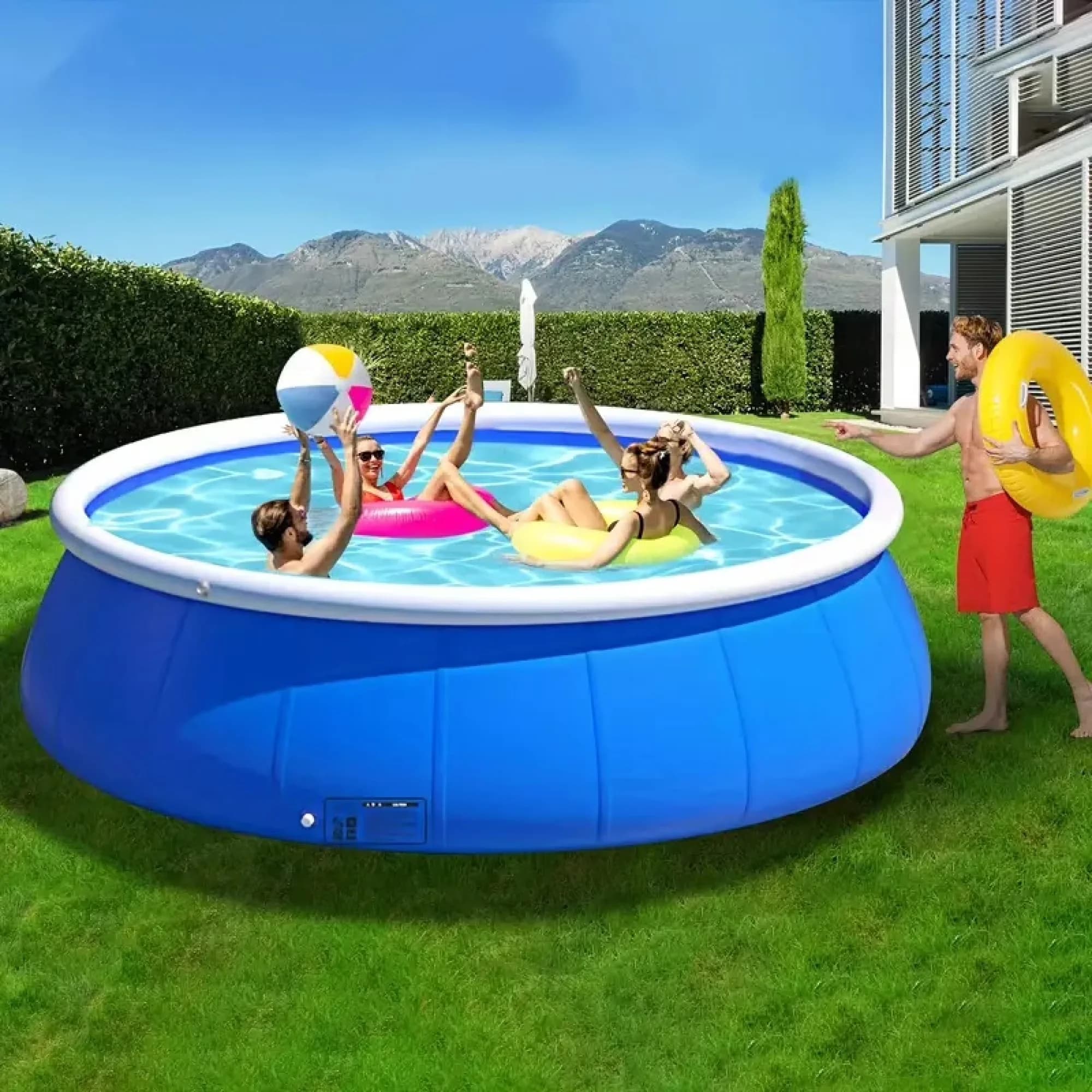 Quality Inflatable Pool with Fade Resistant - Blue for Garden 2400L - Premium Collection Model 9E0289