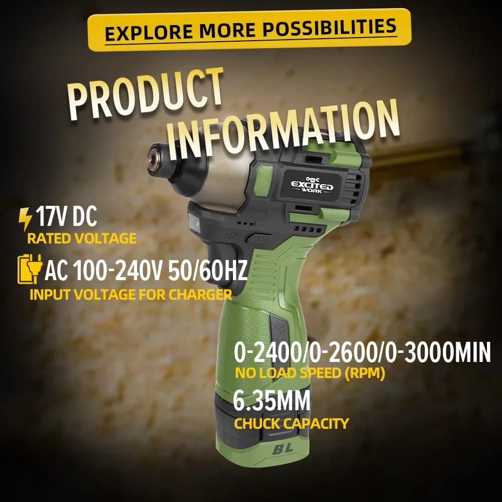 Reliable Drills Driver with Battery, 17V, Brushless Motor - Professional Series Model 8B923B