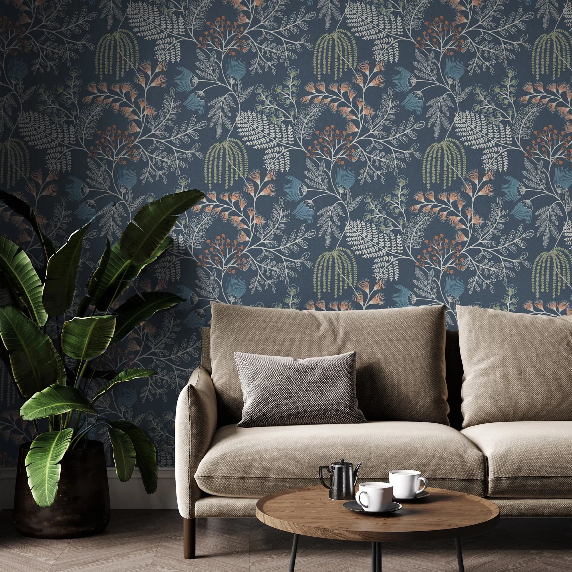 Essential Wallpaper Wall Decals Wall Covering with Removable, Richmond Navy - Blue Non-Woven Model CDE30E
