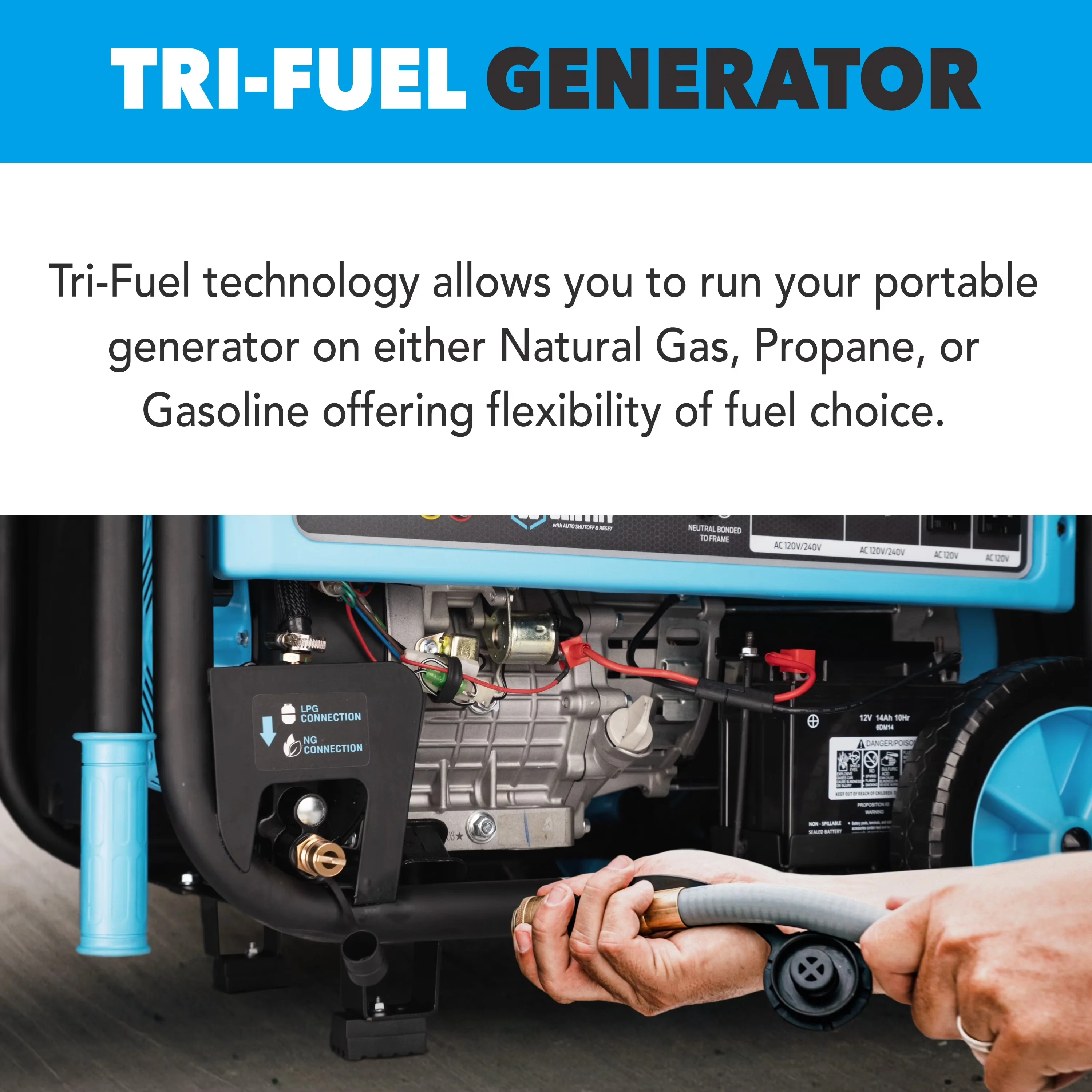 Generator Durable with 13000-Watt Tri Fuel Gasoline, Natural Gas, Propane - Model 85964F