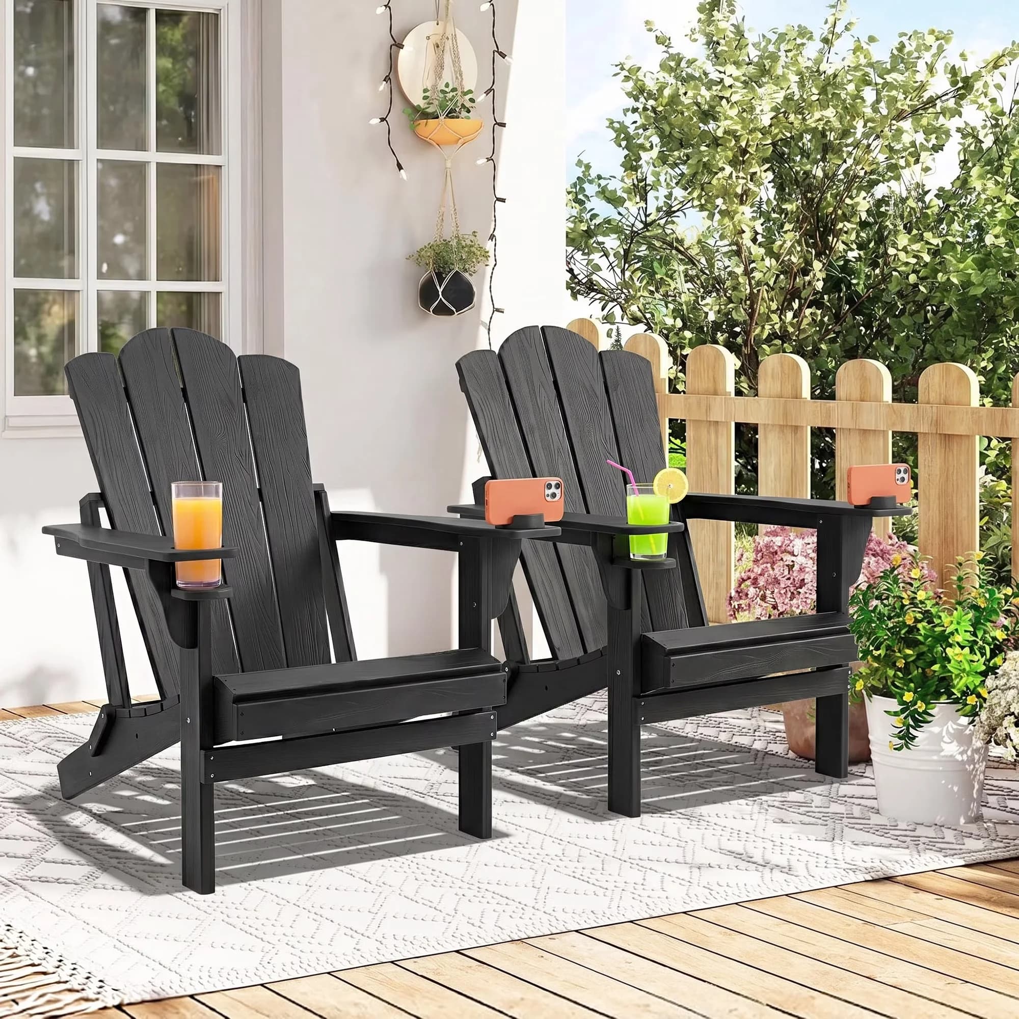 Essential Patio Chair with Weather-Resistant, Water-Resistant, Waterproof - Black Hdpe Model D21438
