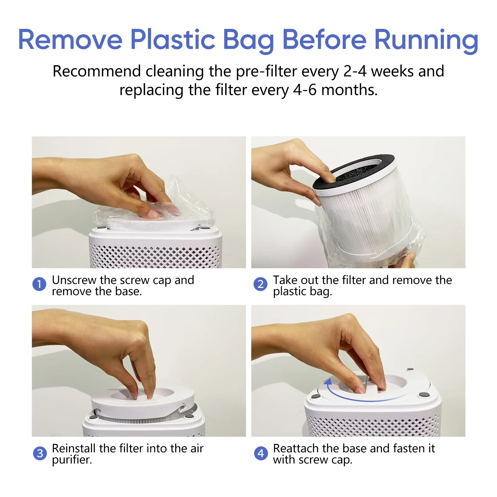 Durable Air Purifier with Filter Change Indicator, Variable Speed, Automatic Shut-Off - White Model 518800