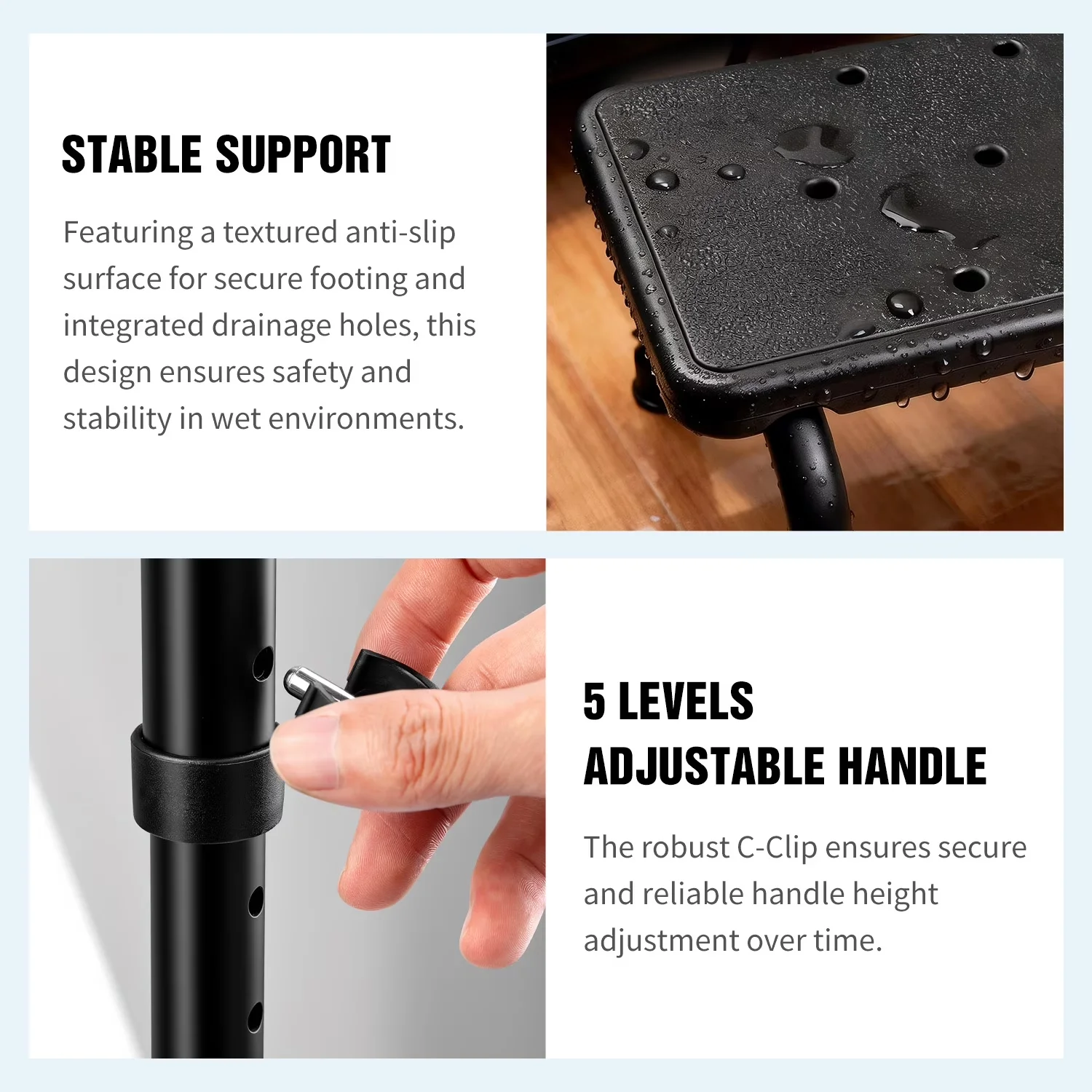 Quality Ladders And Step Stool with Anti-Slip, Adjustable Height - High Performance Carbon Steel Black Model 414D7F