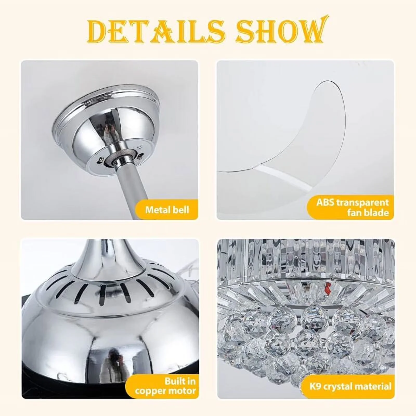 Reliable Ceiling Fan with LED, Remote Controlled - Acrylonitrile Butadiene Styrene Silver|Clear Model 34E263