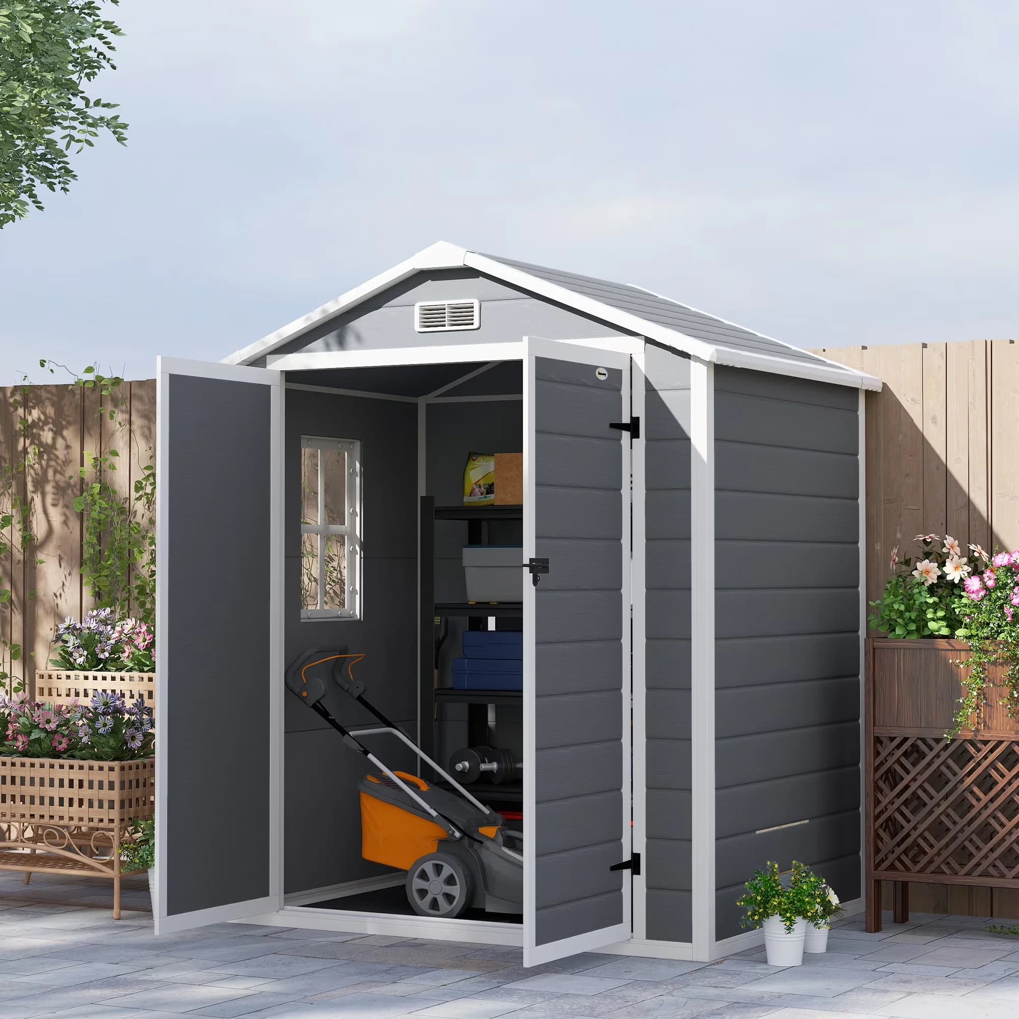 Shed Stylish with Waterproof, Materials: Polypropylene, Aluminum Alloy - Polypropylene Gray Model A767FC