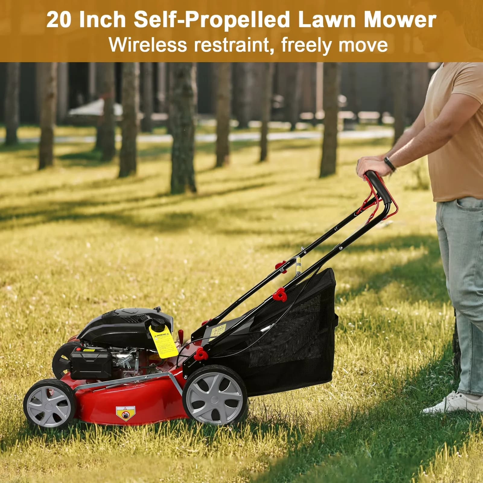 Stylish Push Mower with Foldable, Gas Lawn Self Propelled Mowers 141cc Gas - 1 X Lawn Mower Model EA5DE1
