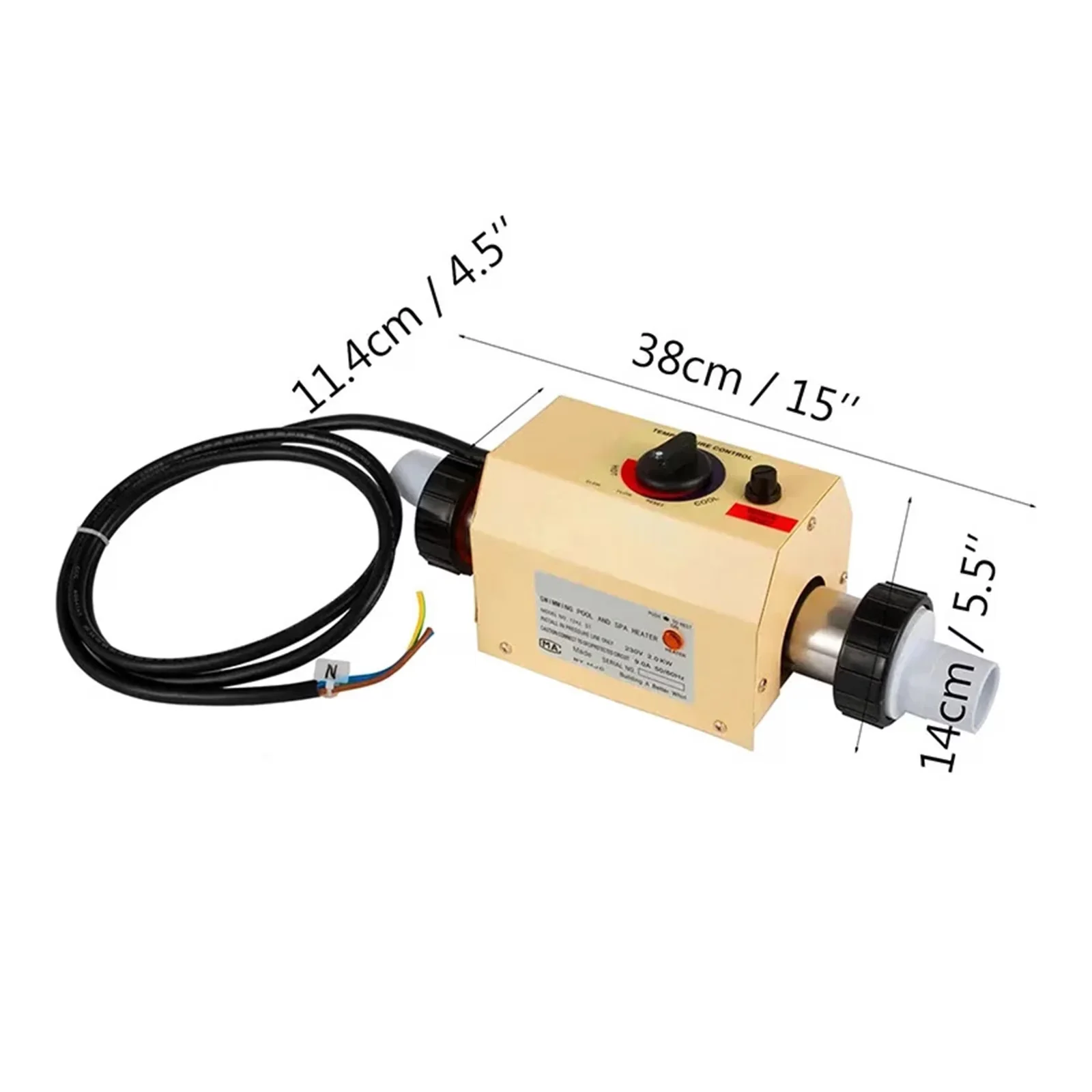 Hot Tub Essential with 3KW Electric Water Heater Thermostat - 2000W - Easy to Use Model 5FF1D9