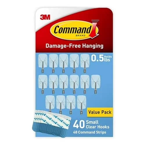 Premium Damage-Free Hanging with 48 Clear Adhesive Strips, No Tools Wall Strips - Clear Plastic Model B5F45F