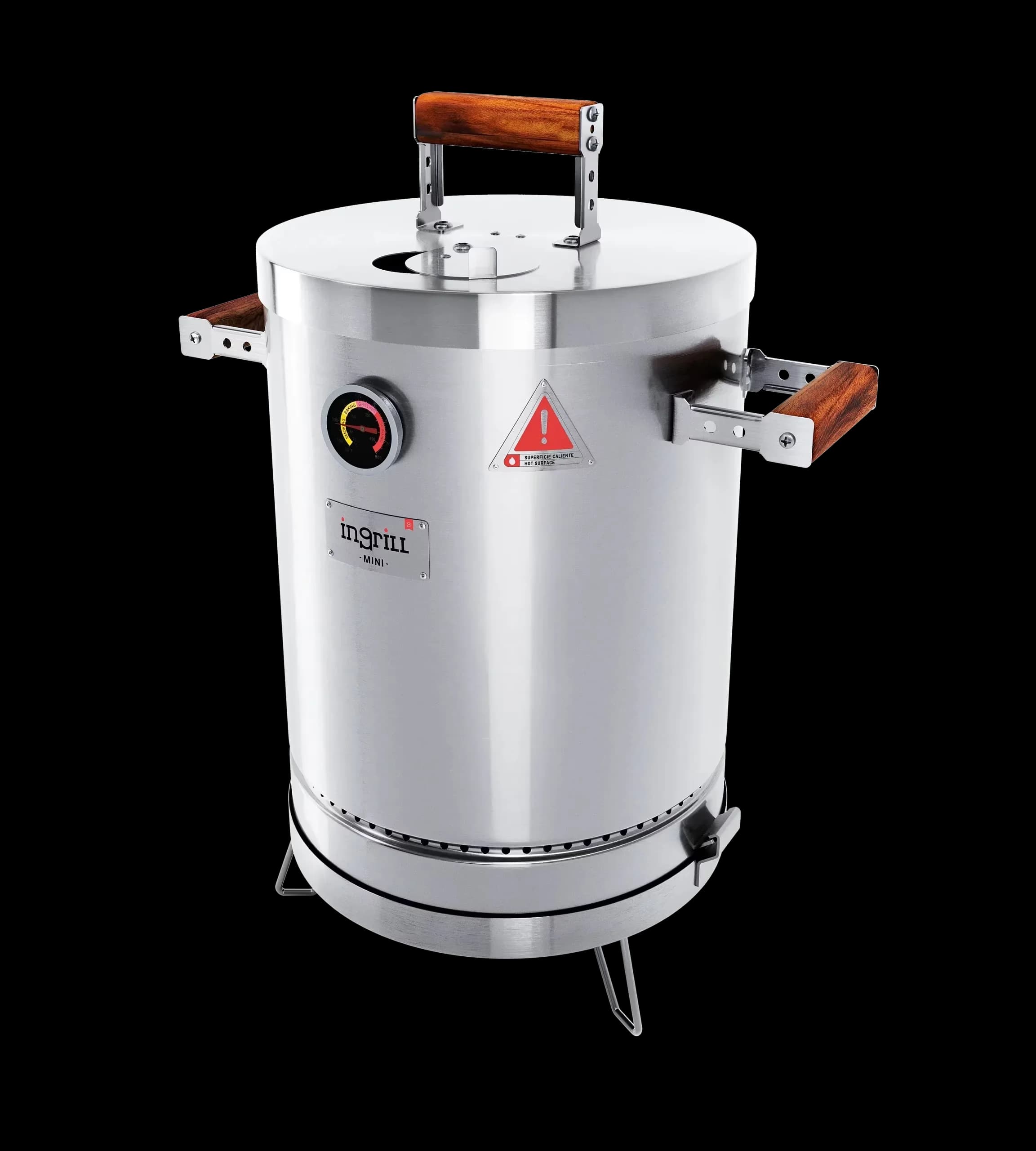 Classic Smoker with Adjustable Air Vents, Basic Mini Charcoal Grill 3-in-1, Portable Stainless Steel BBQ Barrel - Stainless Steel... Model 2A8843