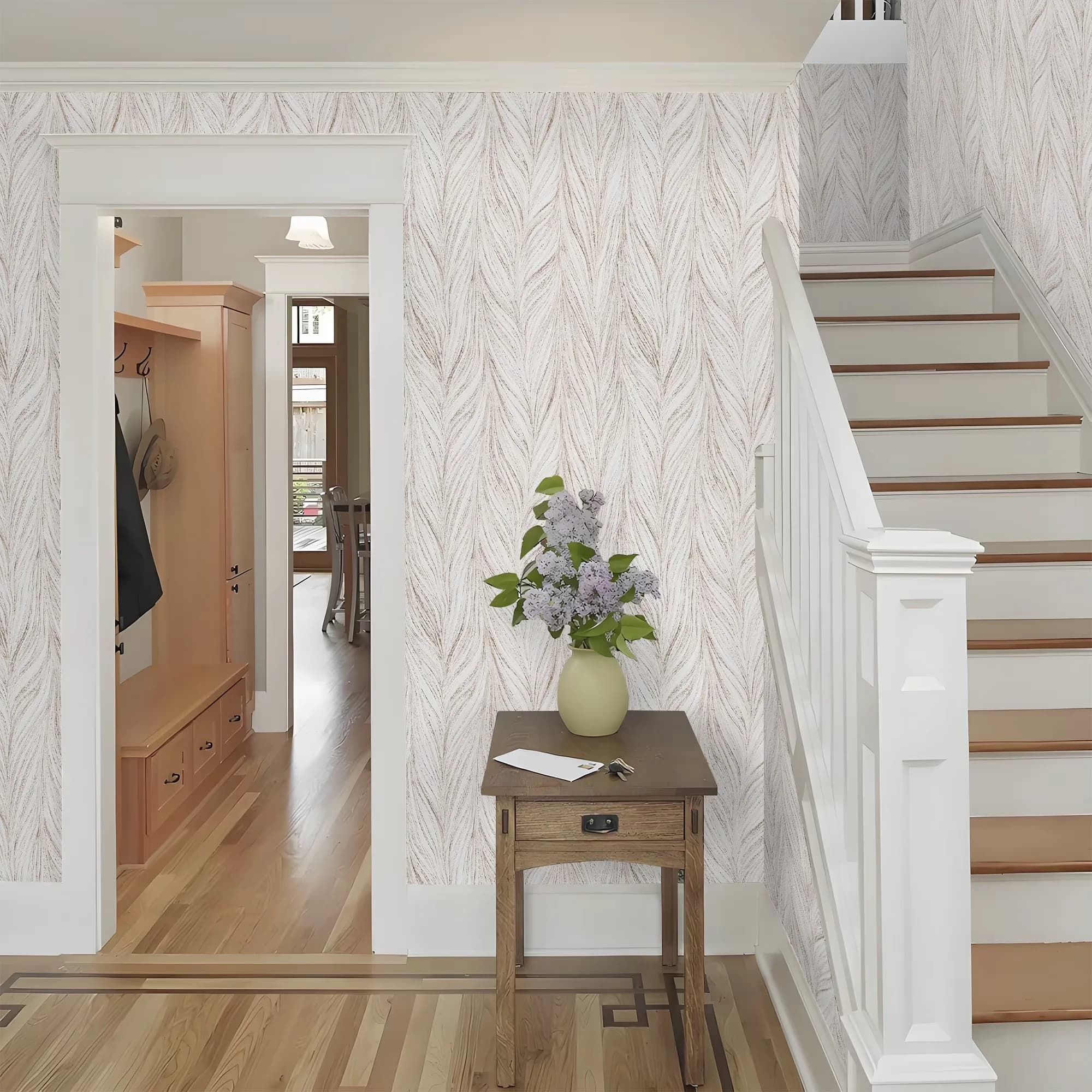 Classic Wallpaper with Durable, Waterproof, Easy To Clean - Beige Vinyl for Home Model 0154E4