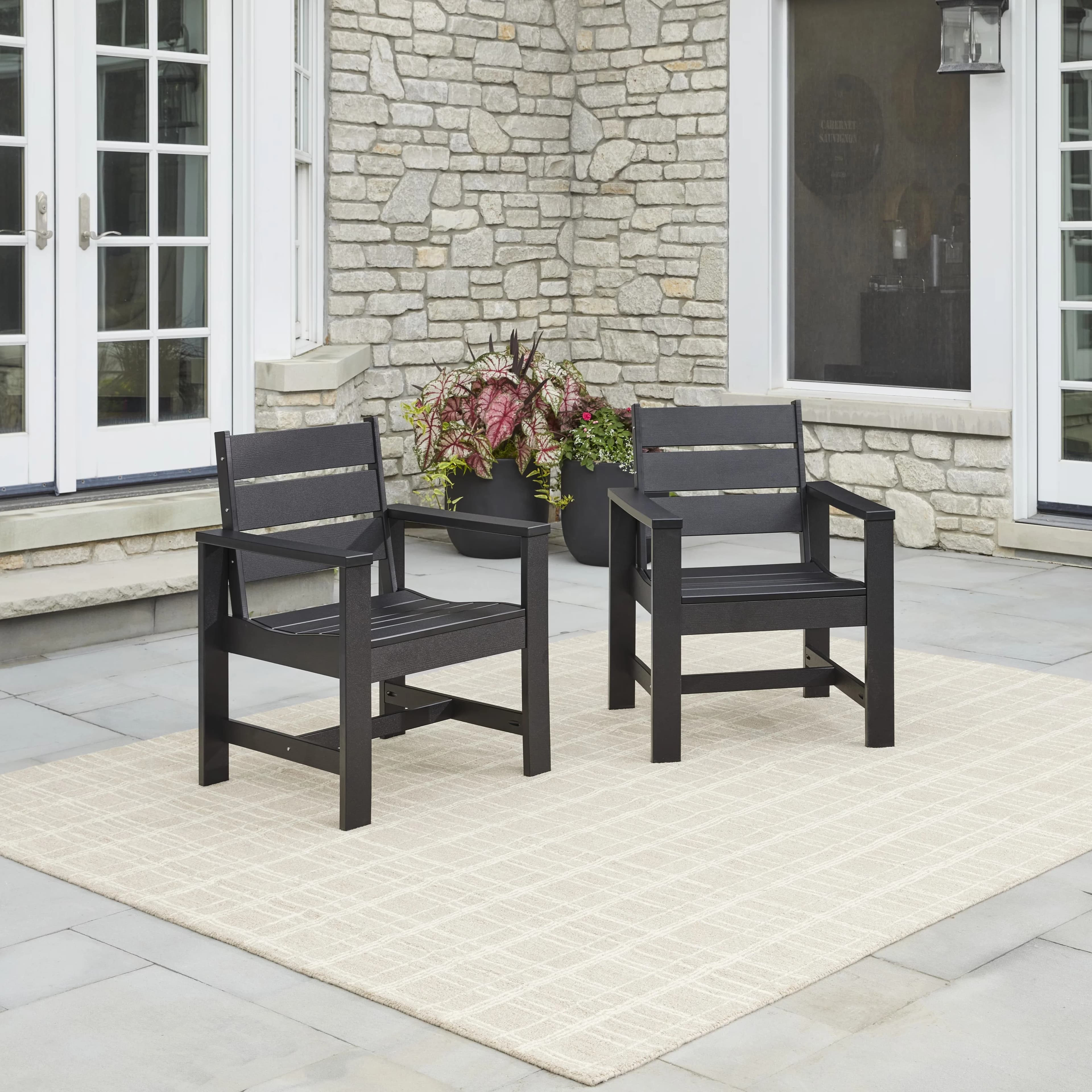 Patio Chair Quality with Transitional, Weather-Resistant - High Density Polyethylene, Hdpe Black Model A123EE