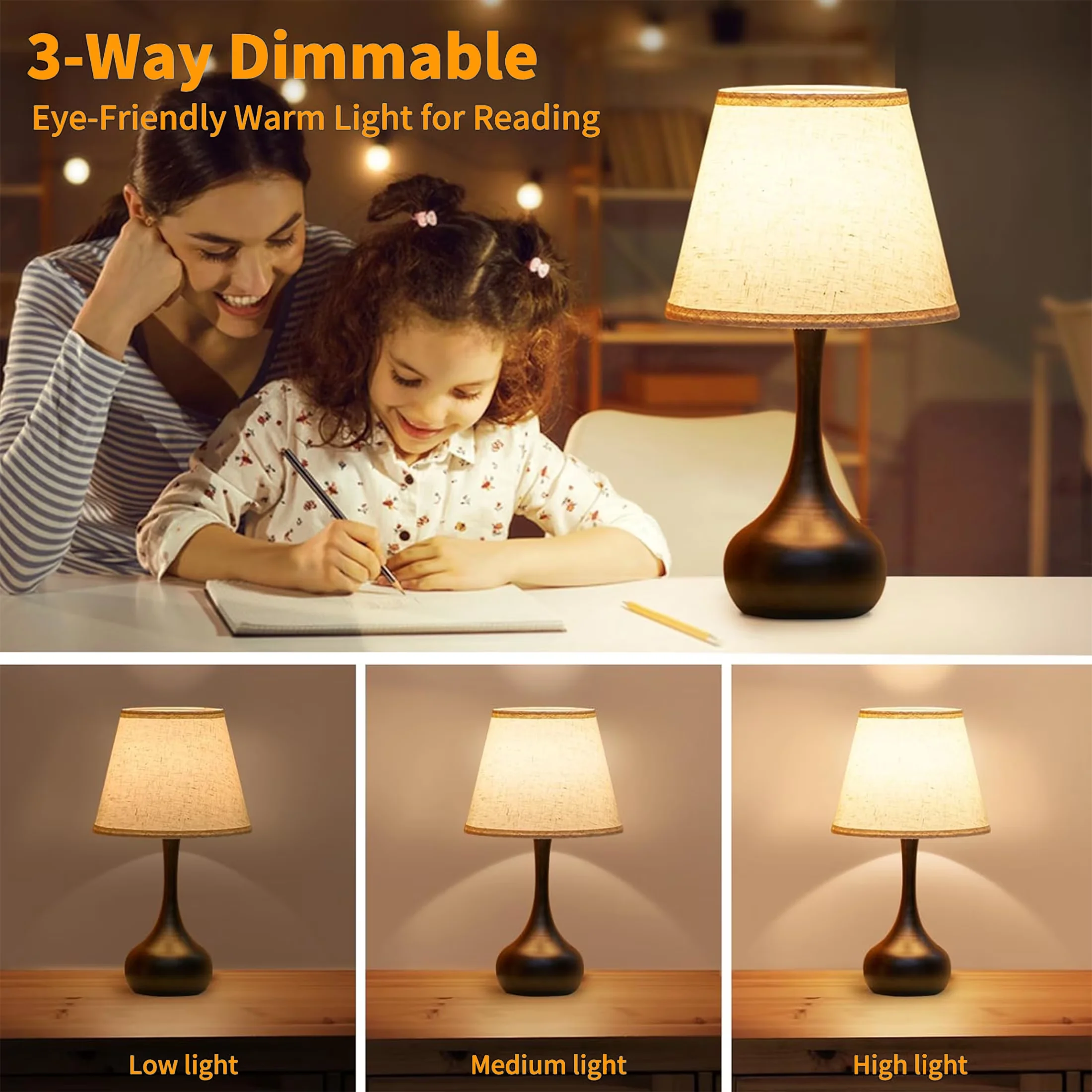 Premium Lamp with LED, Art Deco, Touch Table Lamps - Metal Black LOFTER Model DF26C8