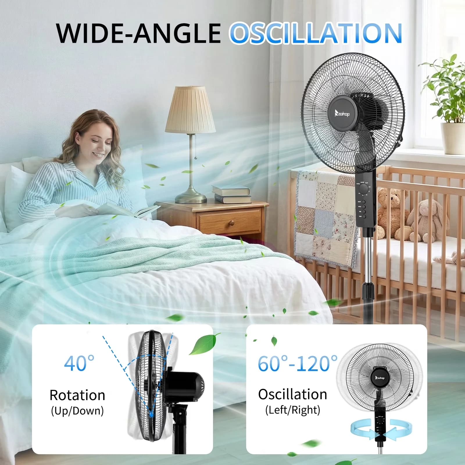Essential Fans In Cooling with Led Display, Oscillating, Timer - Abs Black for Living Room, Bedroom Model 718E37