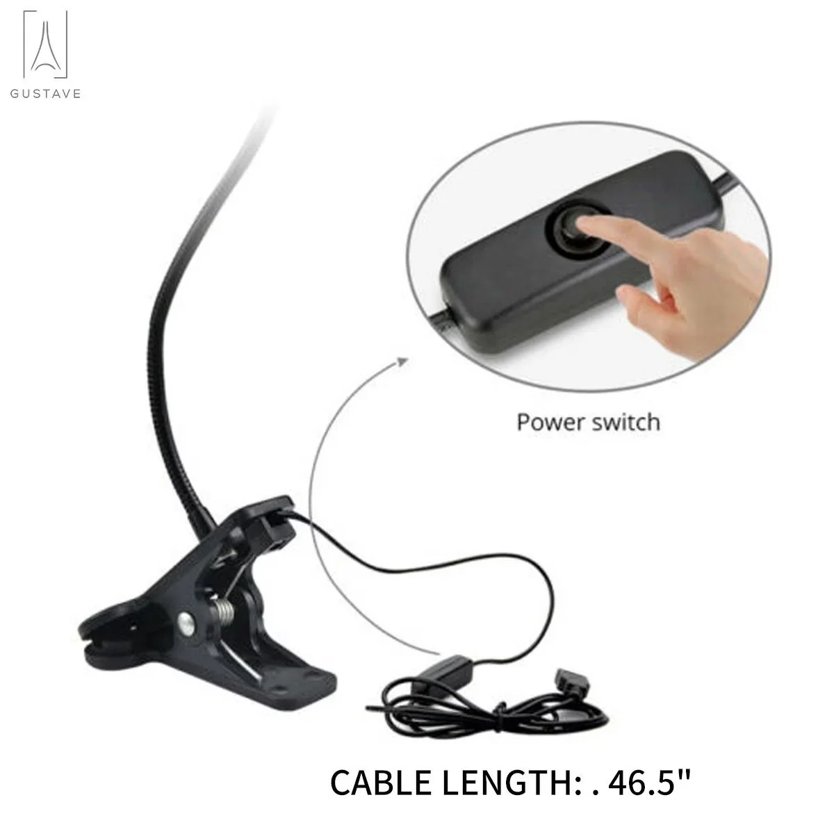 Desk Lamp Reliable with LED, Adjustable Head, Modern - Black Alloy+Pc Flexible Model CA64DC