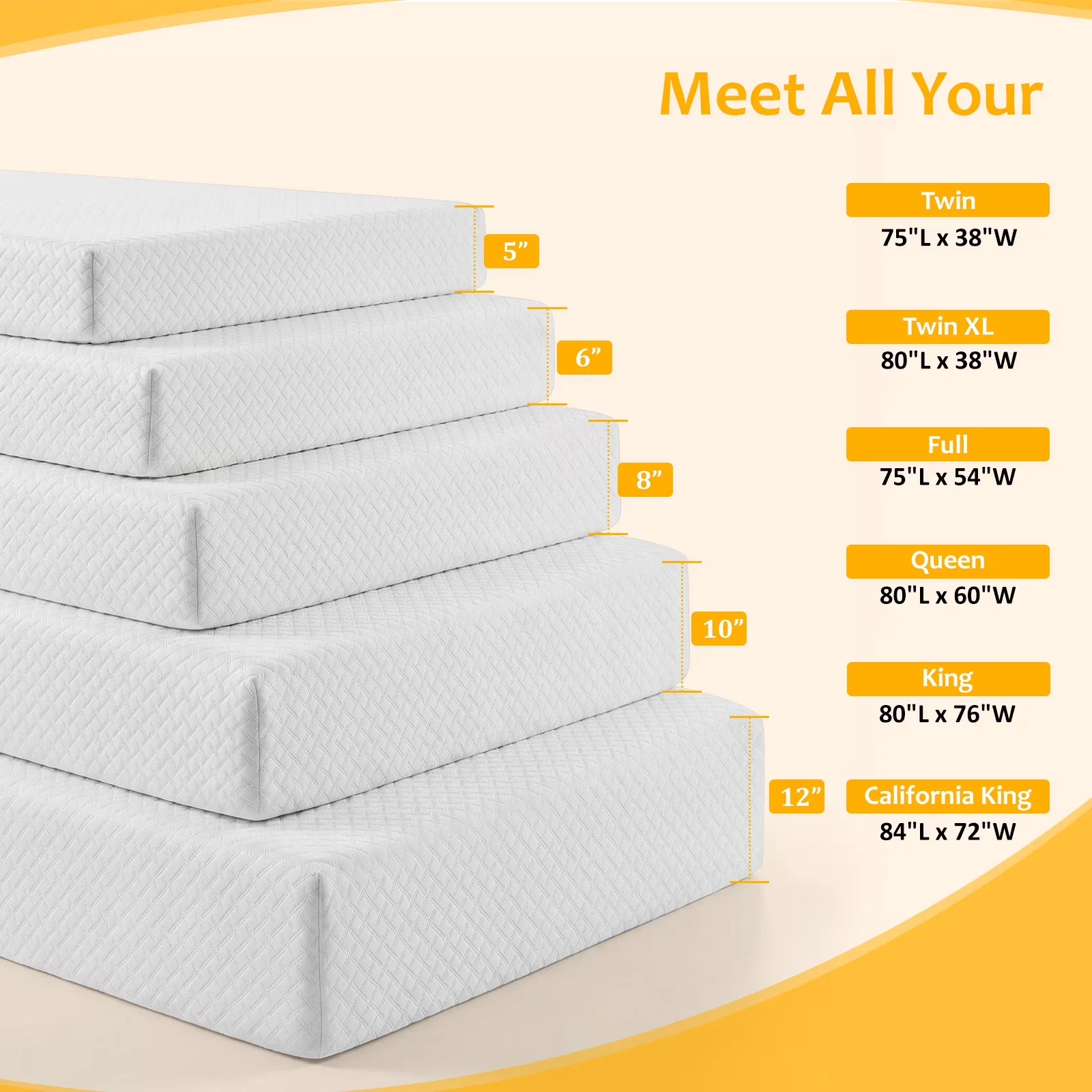 Essential Mattresses Accessory with Cooling Technology, Mattress-In-A-Box - Memory Foam White Model 01BF7D