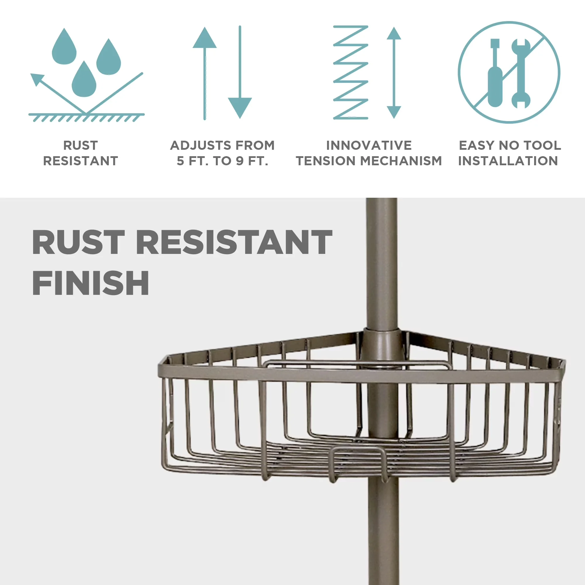 Professional Bathroom Renovation with Rust Resistant, Expandable - Metal Silver Model 0B37E1