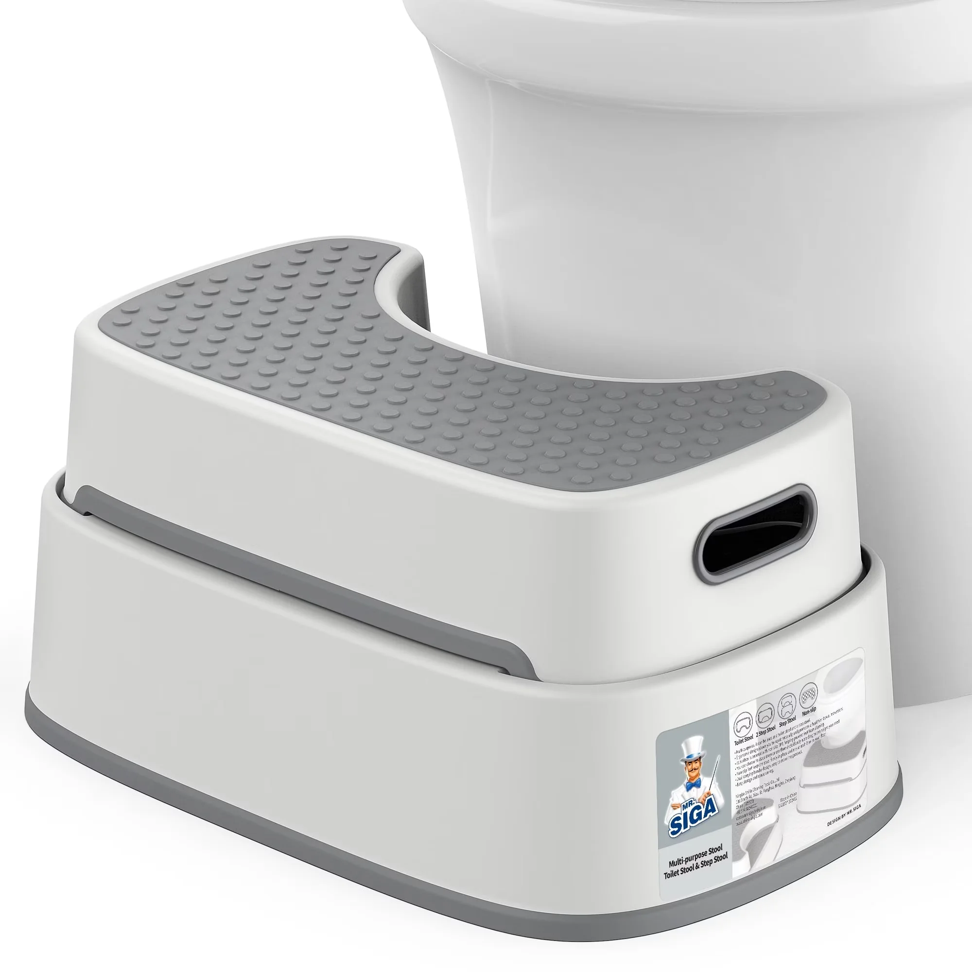 Efficient Ladders And Step Stool with Adjustable Height, Anti Slip Toilet - Tpr, Polypropylene (Pp) White for Bathroom Model 275497