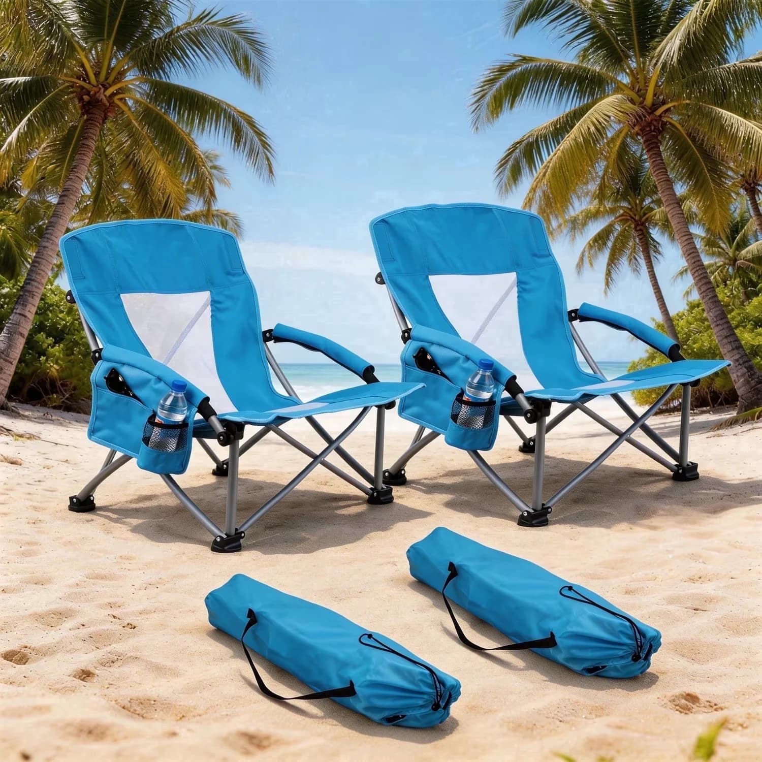 Efficient Beach Chair with Folding, Weather-Resistant - Blue for Camping, Picnic Model 4D371C