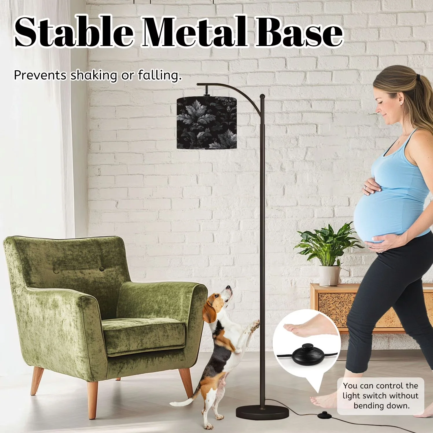 Stylish Floor Lamp with LED, Adjustable Head, Arc - Metal Multicolor for Reading Room, Bedroom Model 9FC155