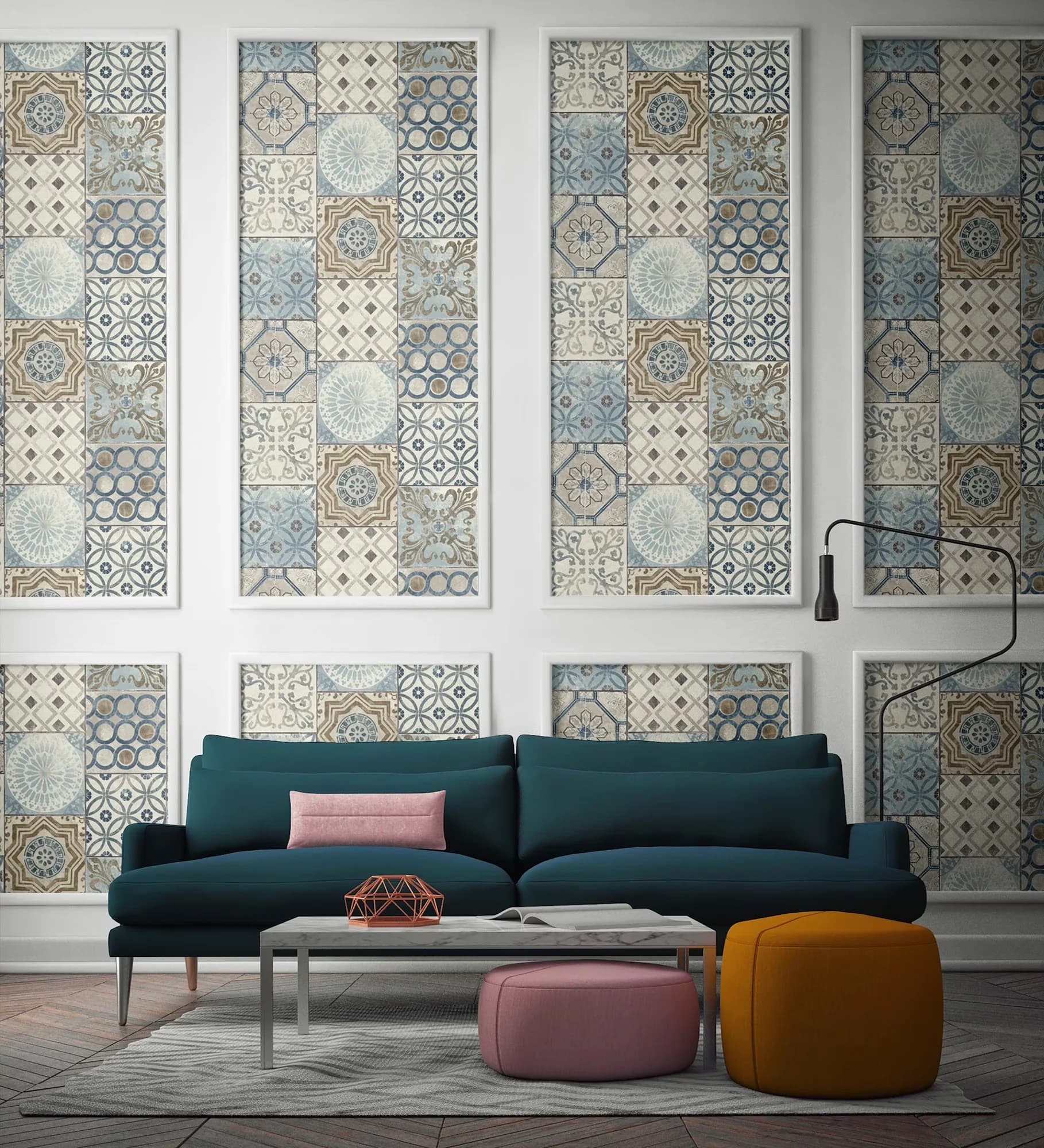 Durable Wallpaper with Removable, Washable, Blue - Vinyl, Paper Multicolor Model 778B98
