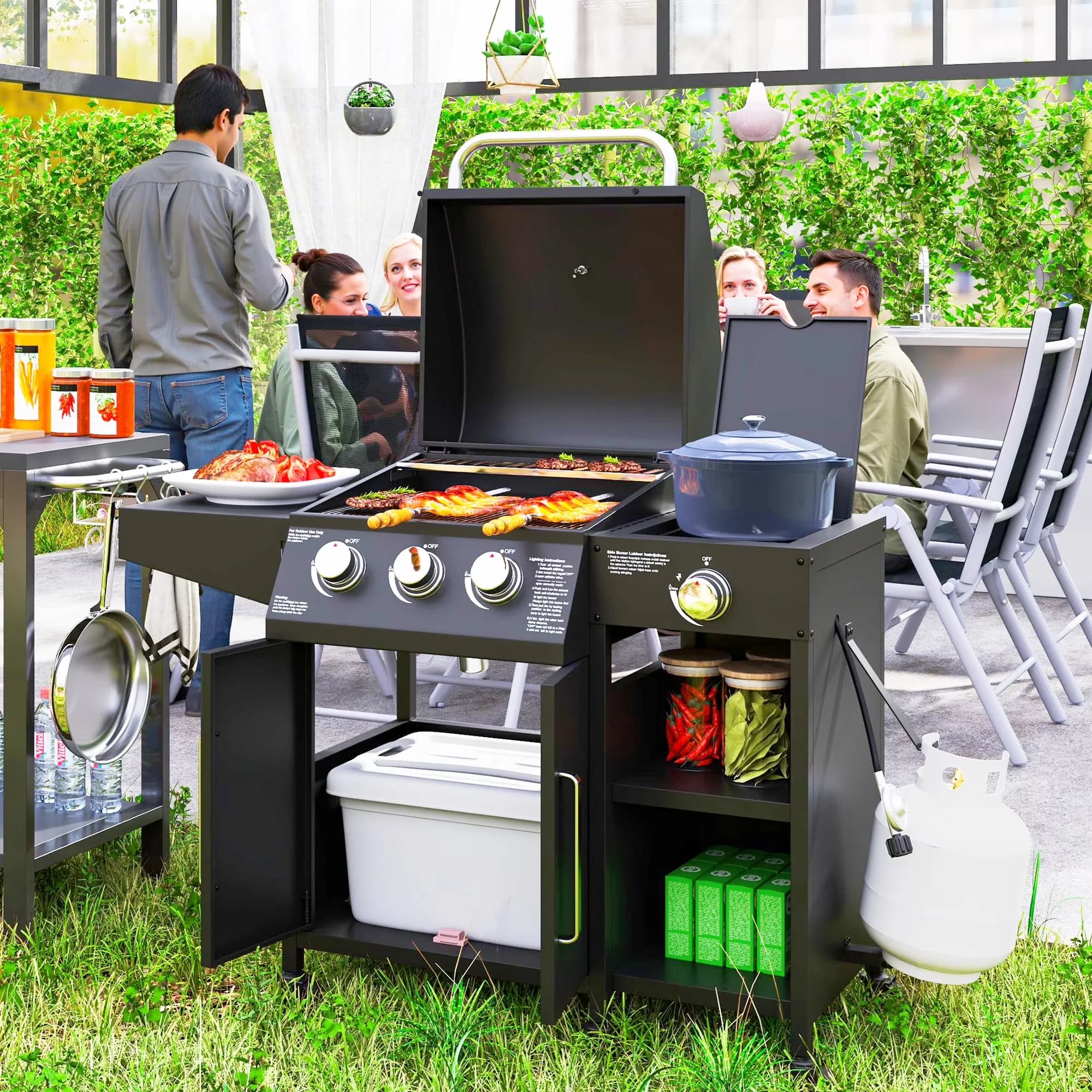 Premium Gas Grill with Warming Rack, Main Burner Output: 2.5 KW - Steel, Abs Model 677791