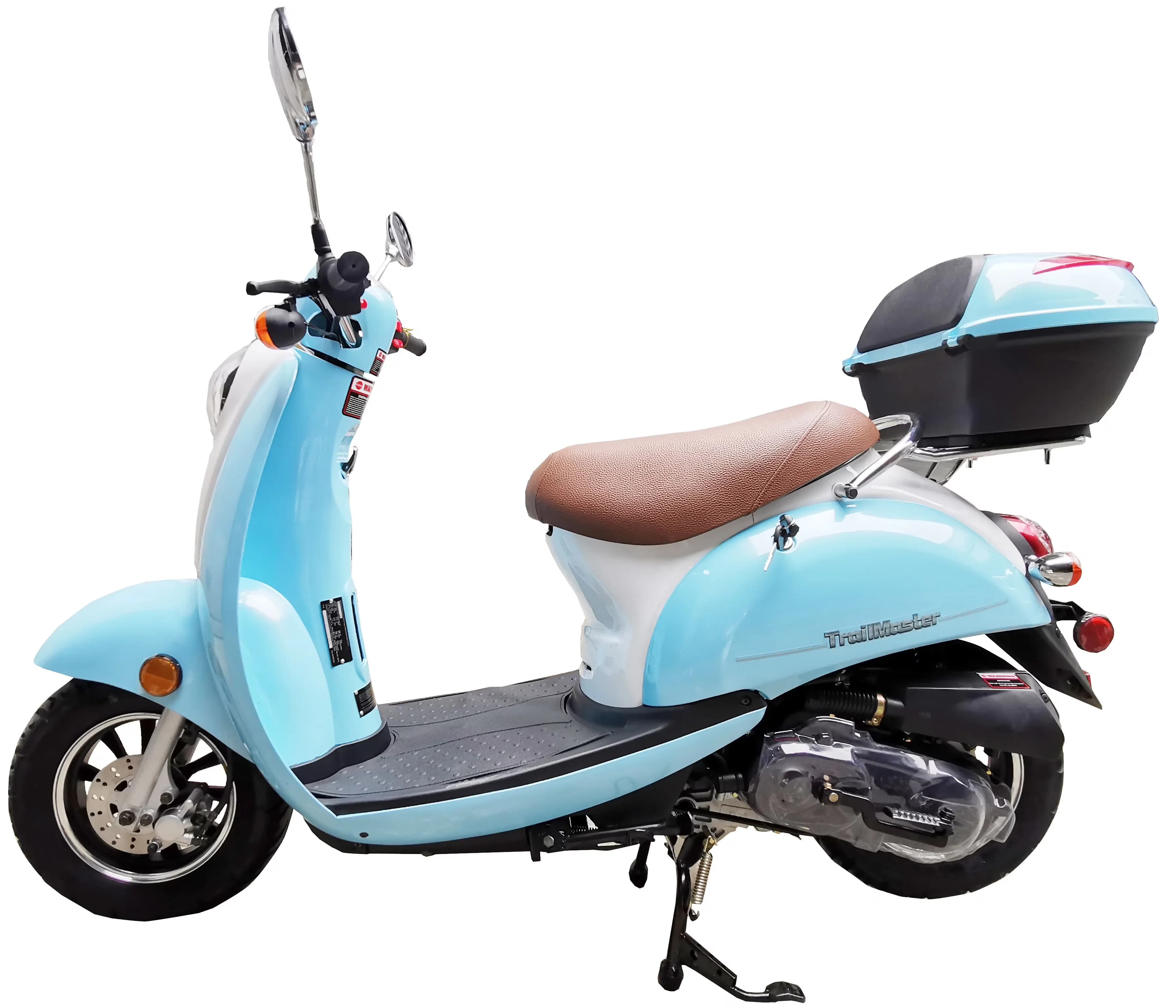 Scooter Professional with Headlights, Max Speed 30 MPH, 49cc 4-Stroke Engine - Blue Model D5E4D2