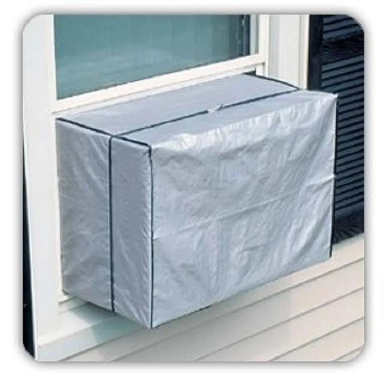 Modern Air Conditioner with Waterproof, Outdoor Window AC Cover - Silver Polyethylene Model 02D2D9