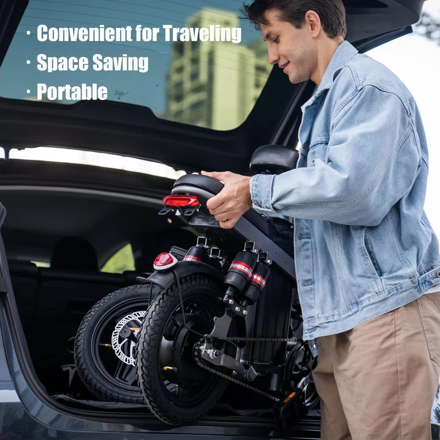 Innovative Electric Bike with Battery, 1200W, Folding E-Mountain - Black Model 72ED52