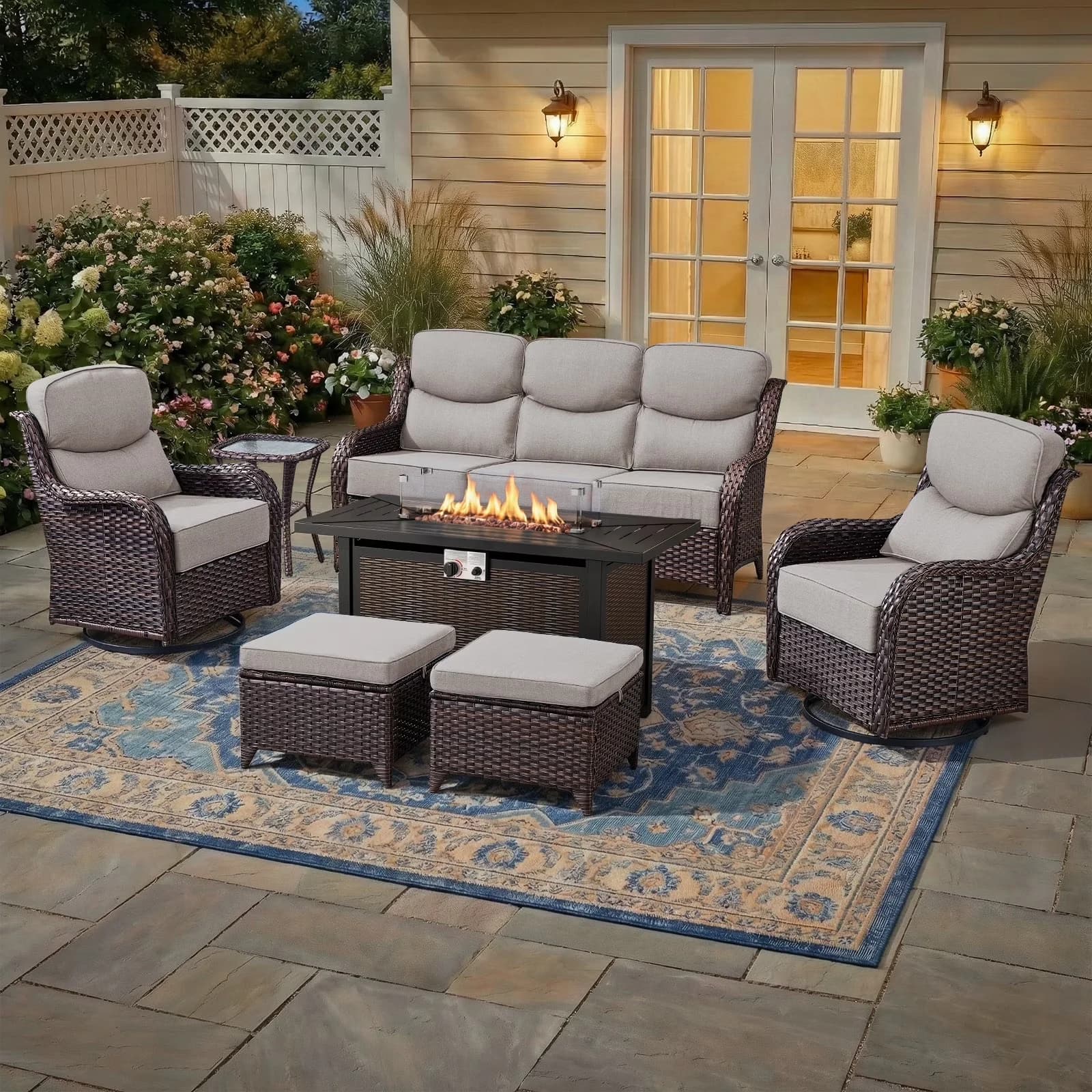 Patio Conversation Set Premium with Weather-Resistant, Waterproof, Fade Resistant - Brown Pe Wicker;Stainless Steel for Garden Model AD4BA2