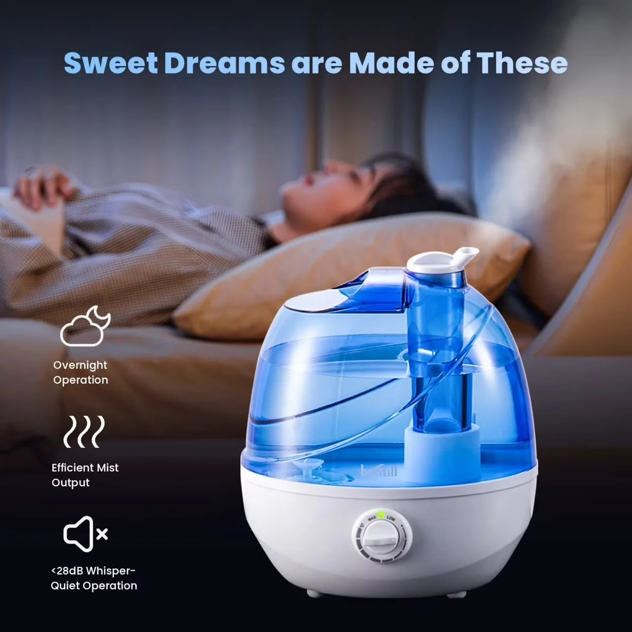 Innovative Humidifier with Automatic Shut-Off, Cool Mist Humidifiers - Blue Model 476984