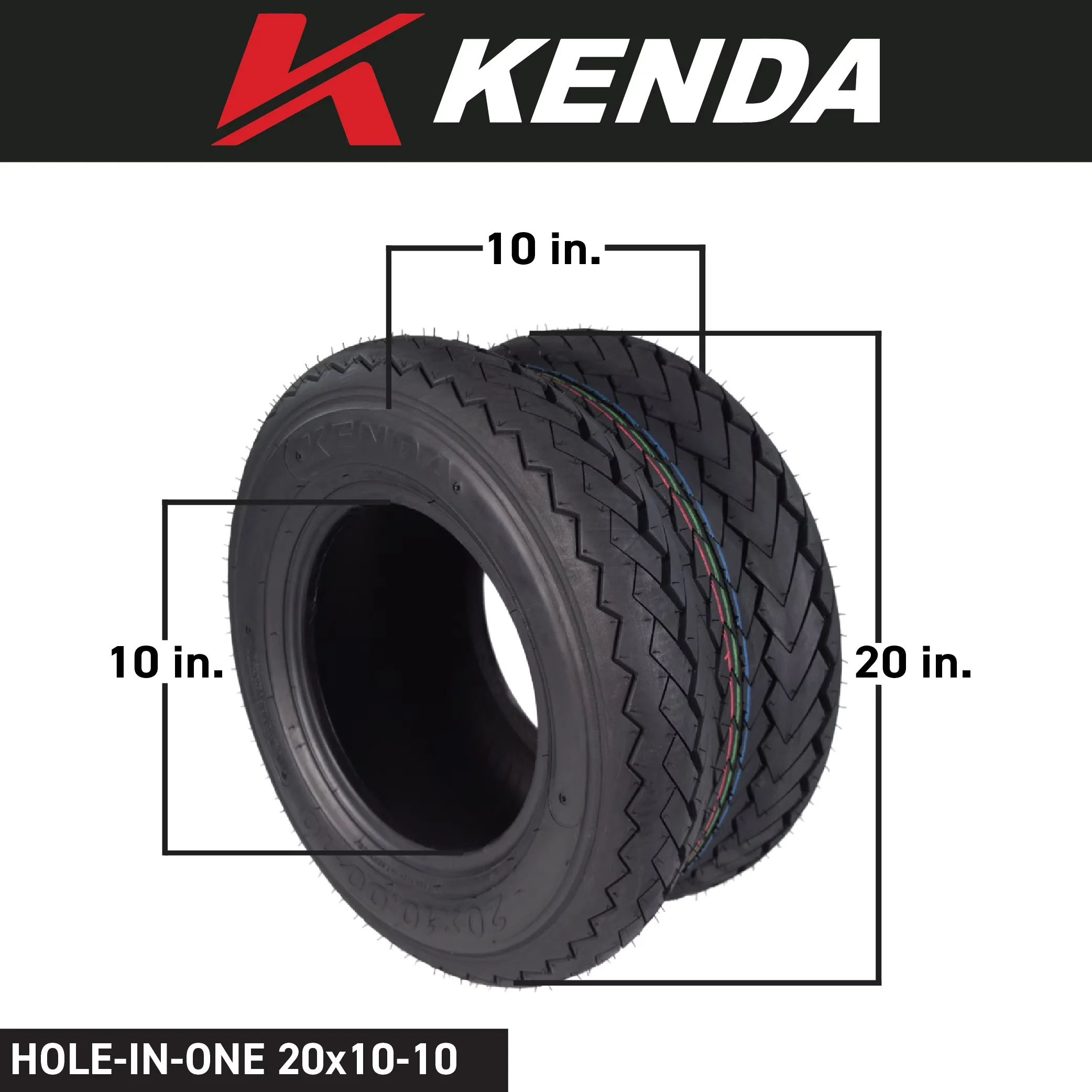 Golf Cart Tire Versatile with Heavy-Duty, Smooth, Hole-N-1 K389 20x10-10 Tubeless Turf - Model FF4B9C