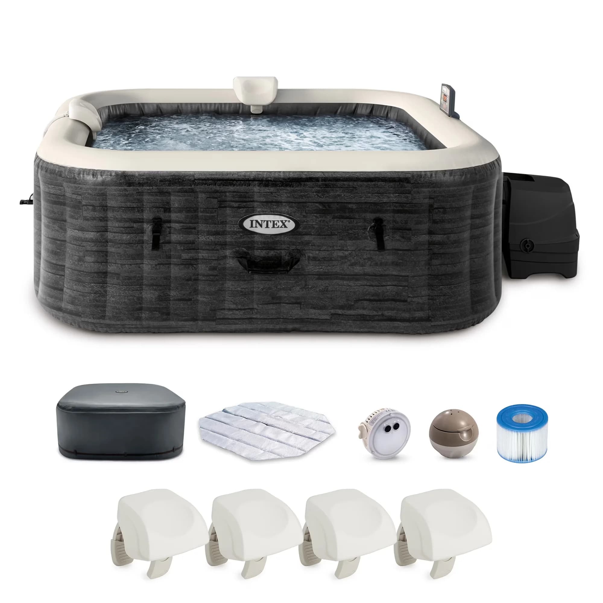Modern Hot Tub with Inflatable, Uv Resistant, 94 x 28" - Gray for Daily Use Model 51FBA3
