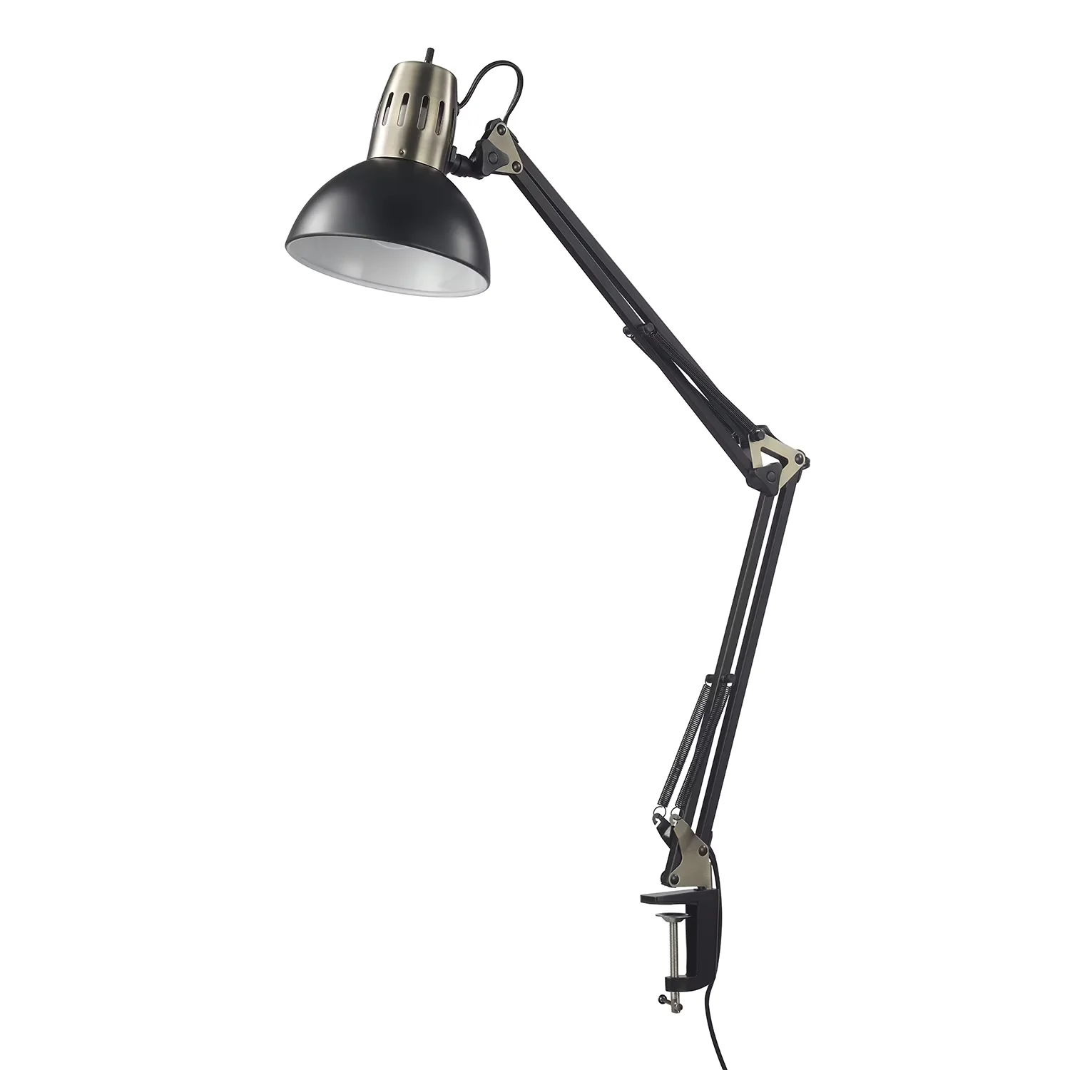 Versatile Desk Lamp with LED, Adjustable Head, 32" Matte Black Multi-Joint - Iron Black, Gold Model 741E20