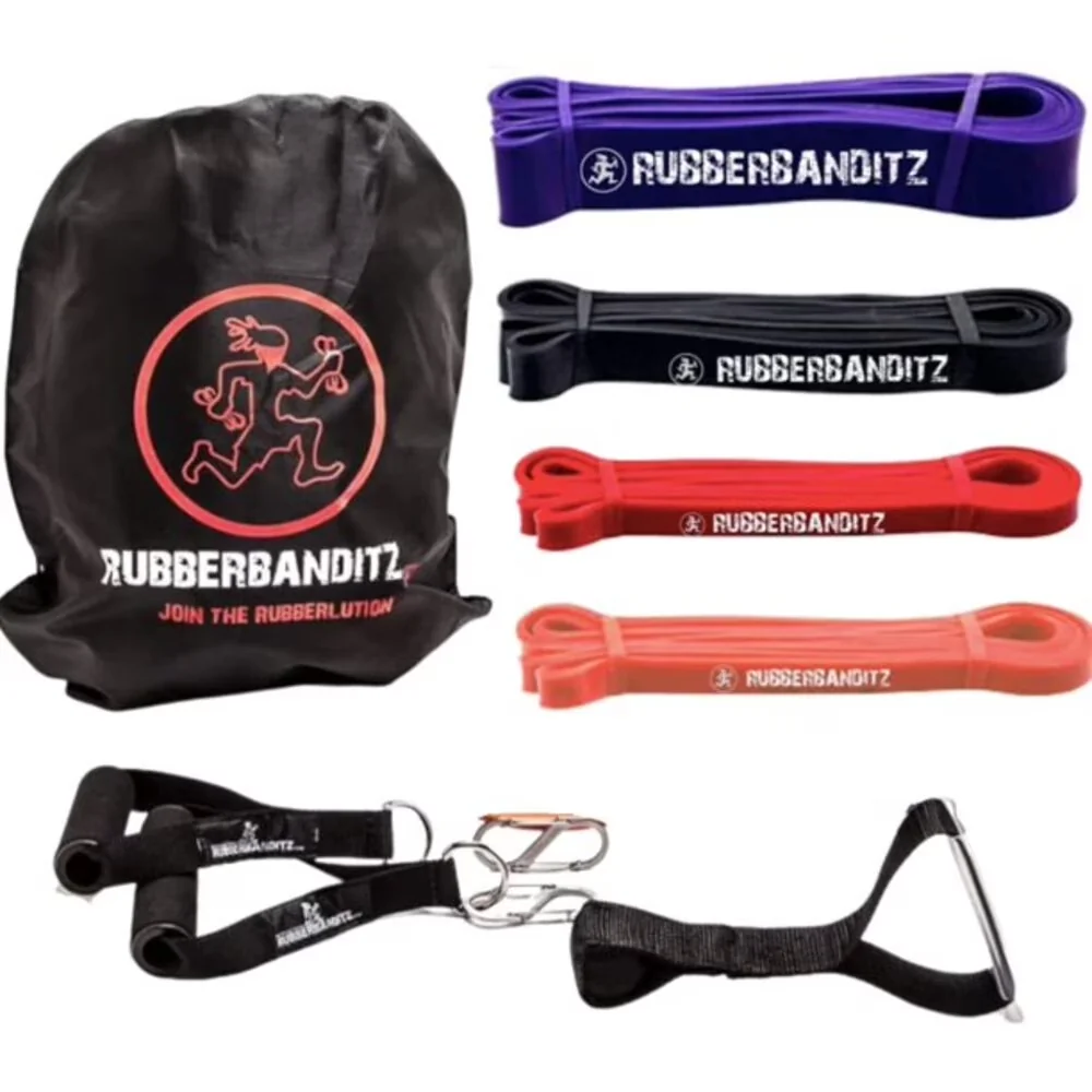 Essential Home Gym Accessory with Anti-Slip, Resistance Band Kit in a Bag, Deluxe 5-200 lbs1 - Natural Rubber Black Model 104914