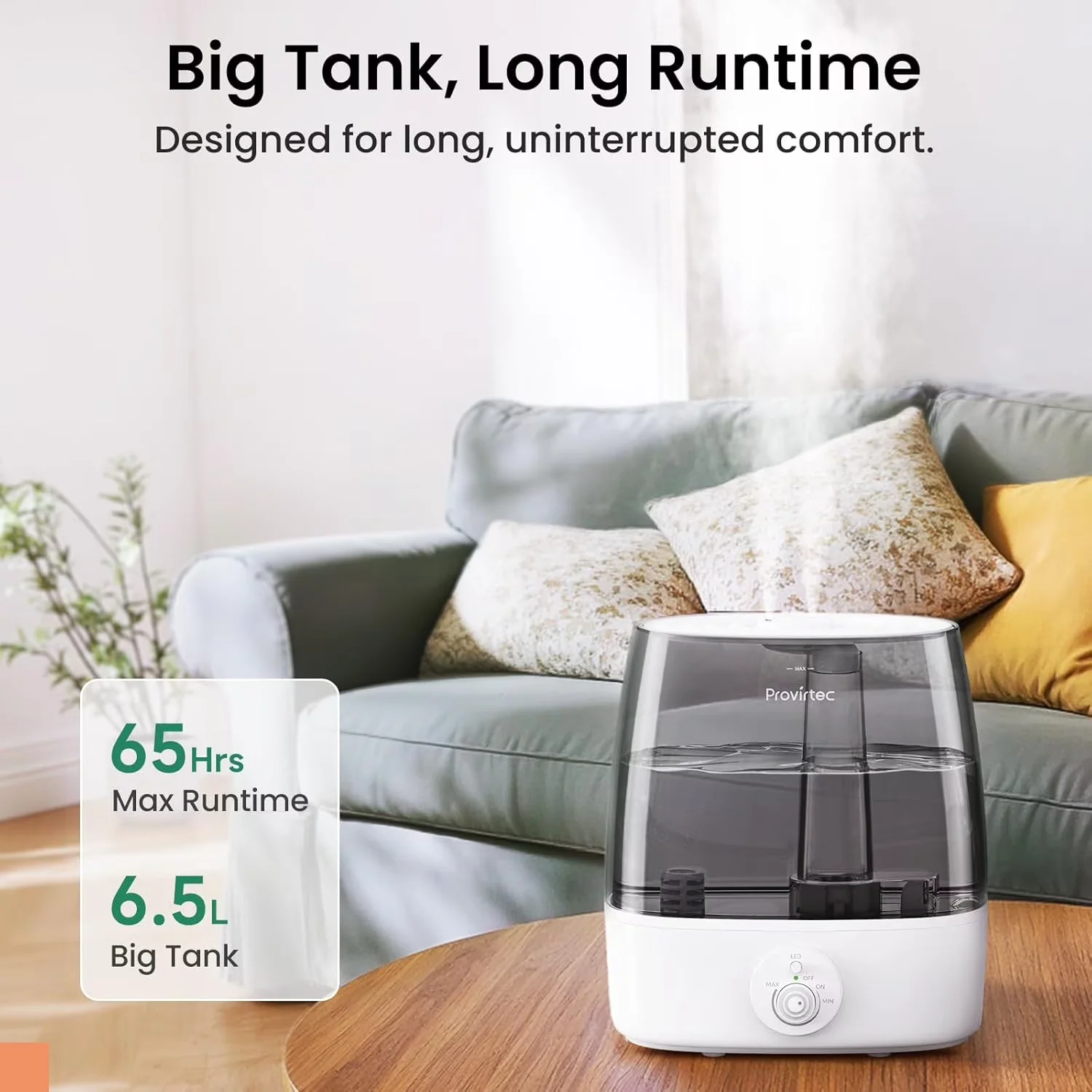 Classic Humidifier with 6.5L Clean Mist - White for Large 65H - Easy to Use Model 187C84