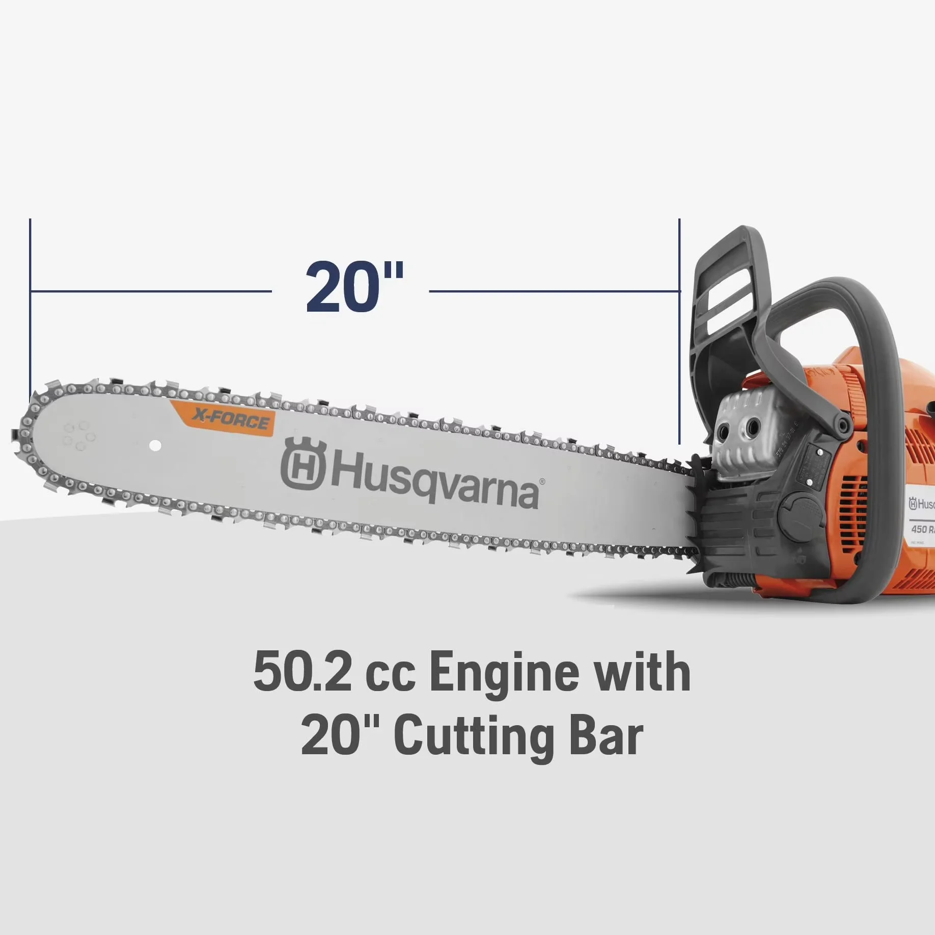 Reliable Chainsaw with Chain Brake, 450 Rancher Gas 20 In, 50.2 Cc 3.2 HP 2-Cycle X-Torq Engine - Model 5FE51C