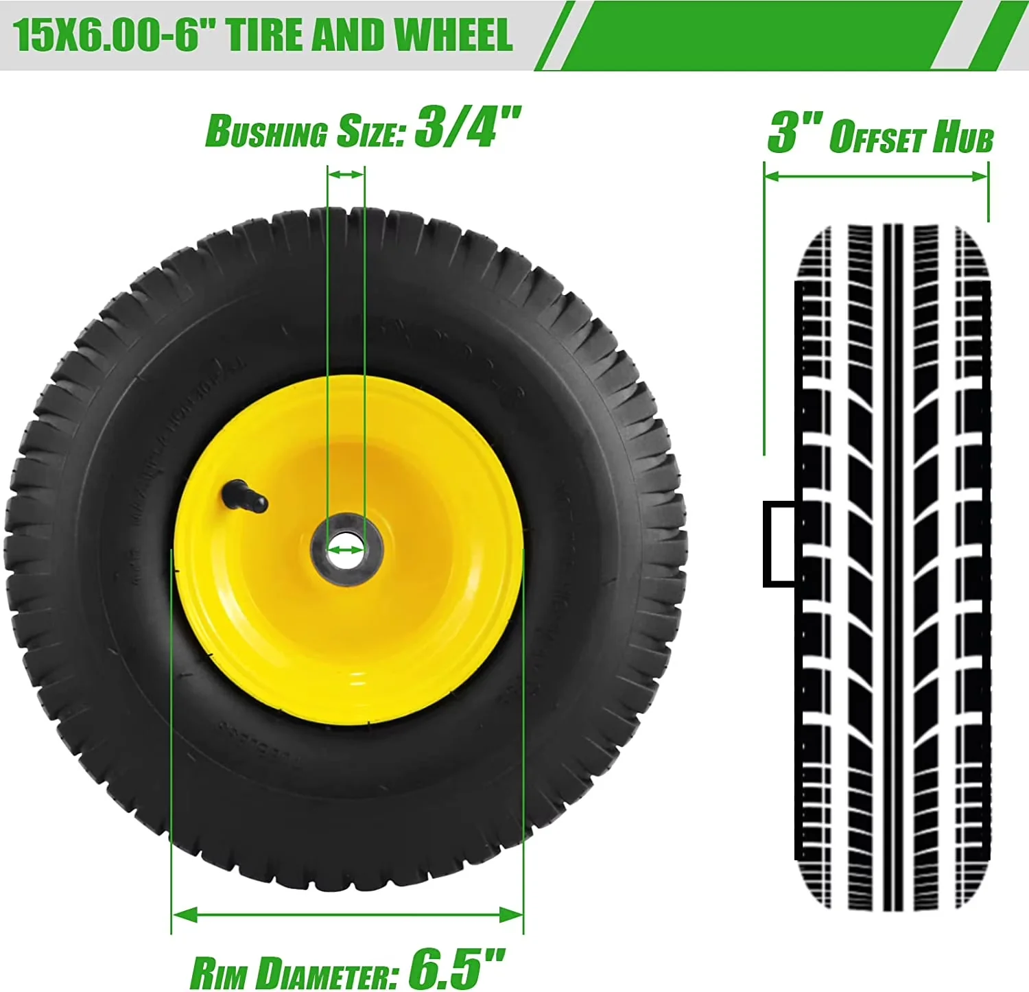 Versatile Riding Lawn Mower with 1PCS 15x6.00-6 Tires for General Purpose - Model 365CFF