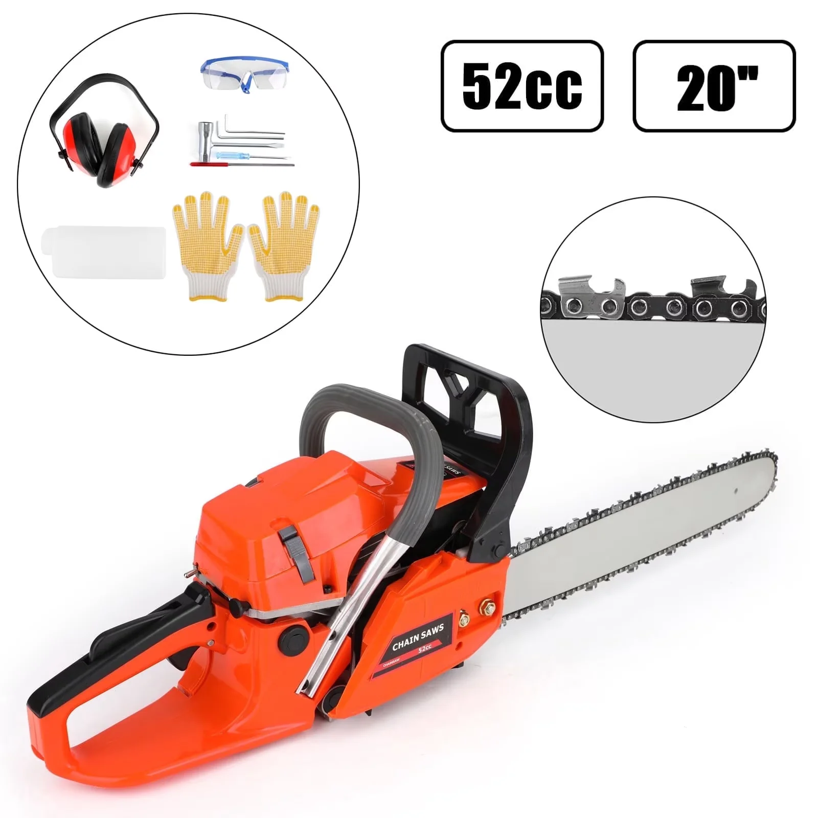 Chainsaw Quality with Automatic Chain Oiler, Chain Brake, Max RPM: 7,500 - Orange Model 06914C