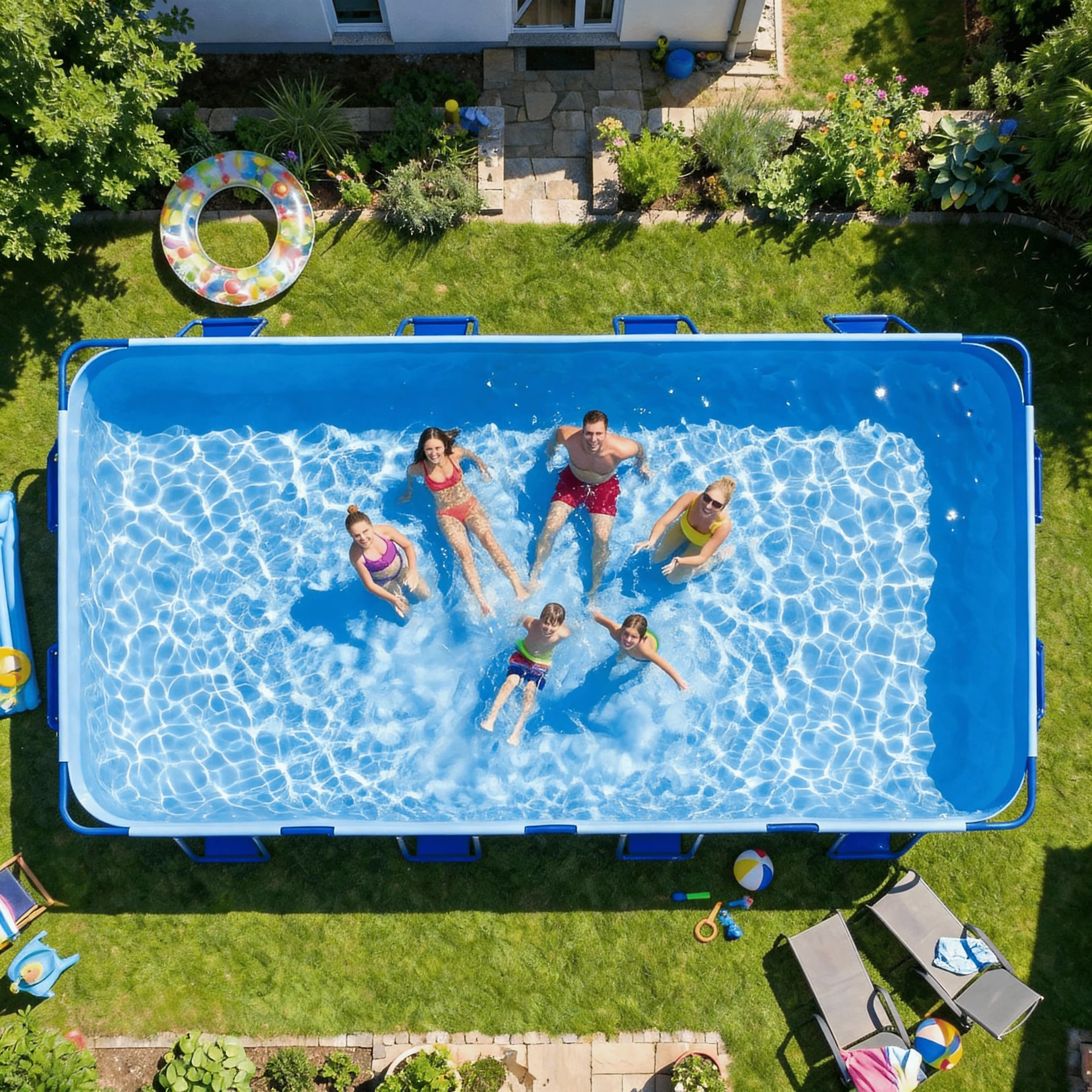 Reliable Above Ground Pool with Puncture Proof, Fade Resistant, Puncture Resistant - Blue Model 81F5C5
