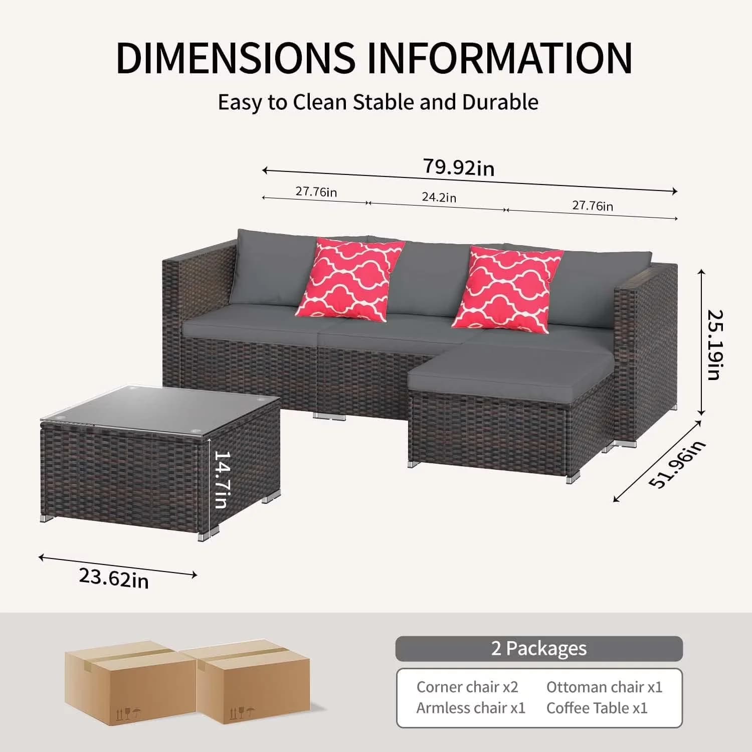 Efficient Patio Conversation Set with Reclining, Weatherproof - Gray Pe Rattan, Metal Model 4F358D