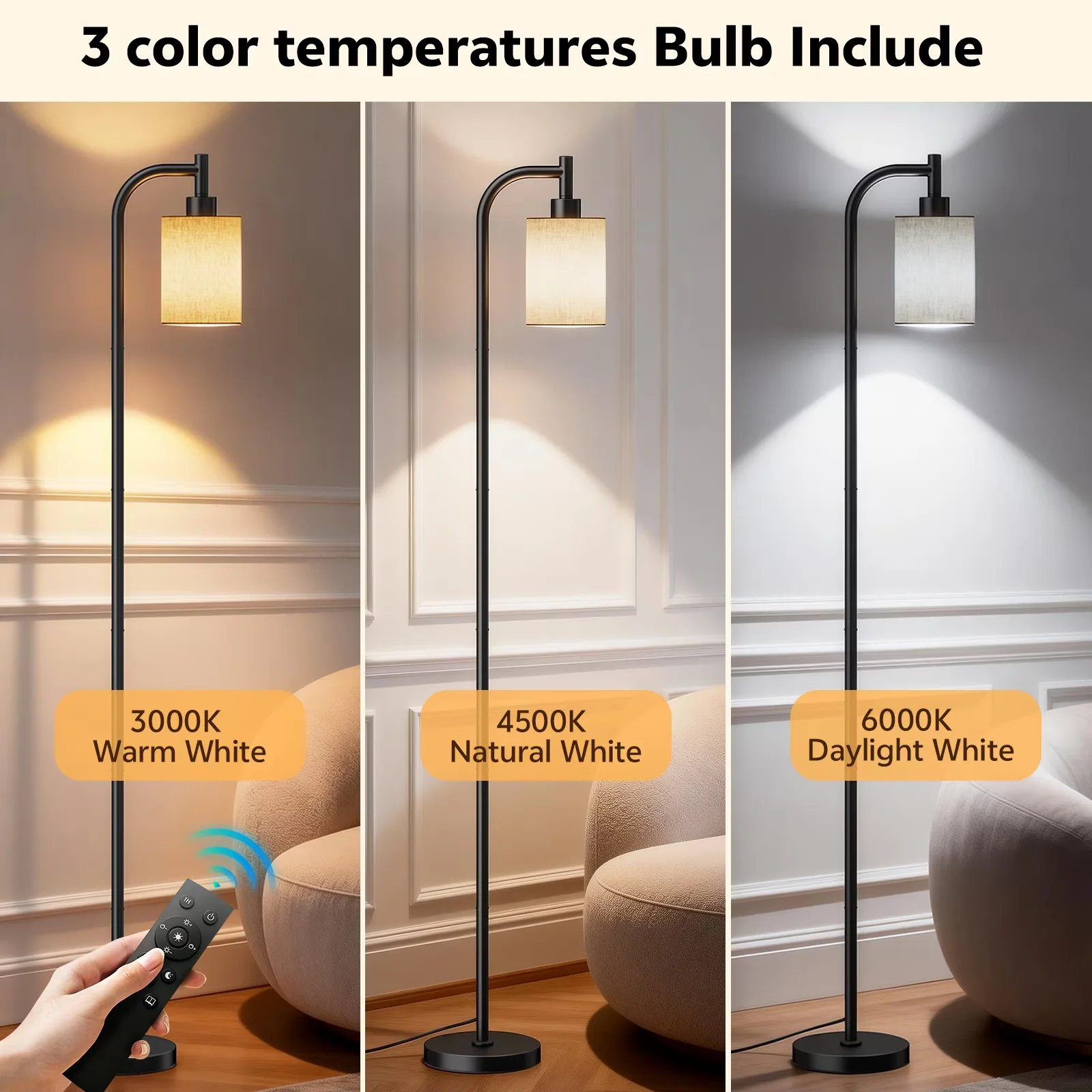 Floor Lamp Quality with LED, Modern, Lamps - White Metal - Traditional Style Model D1E332