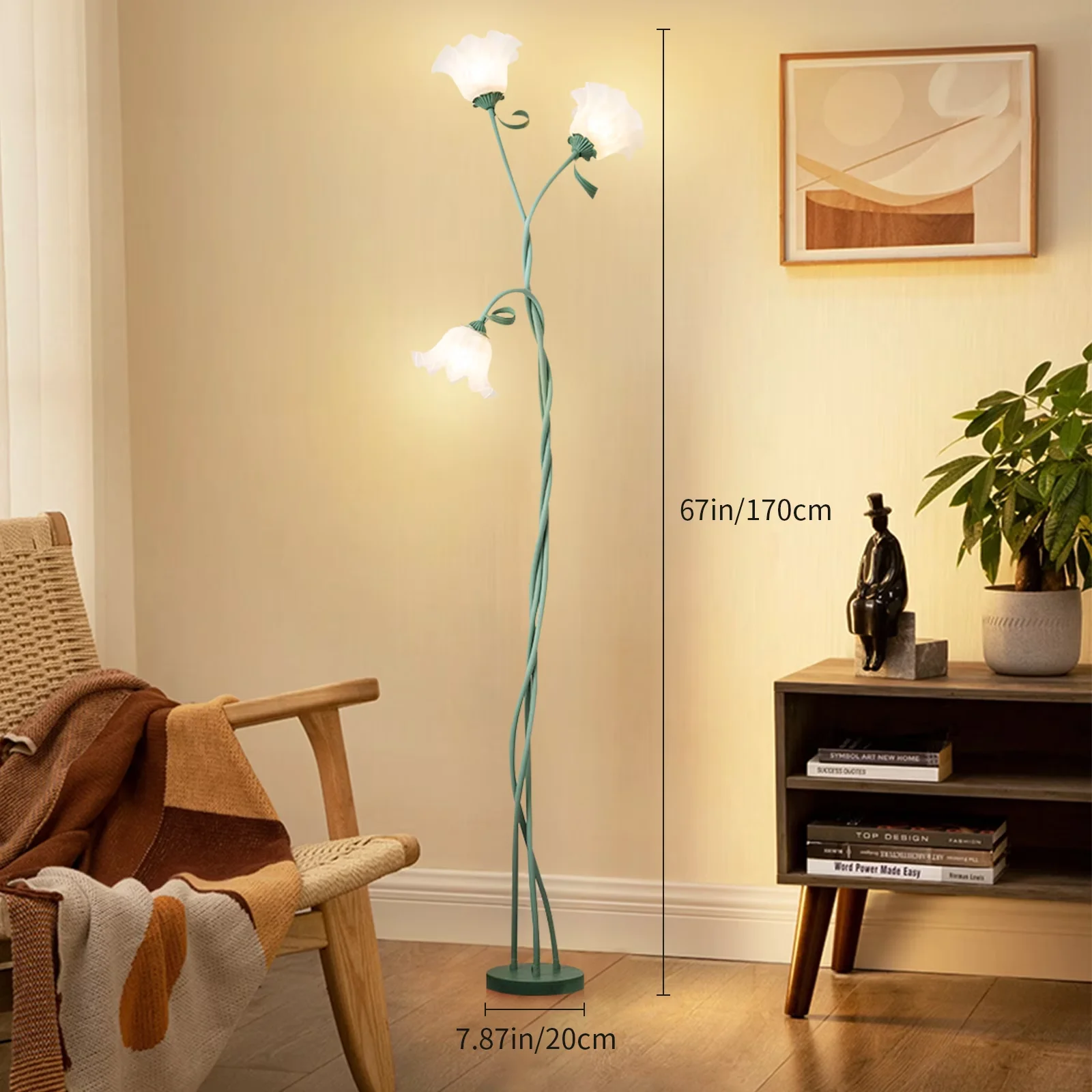 Premium Floor Lamp with LED, Modern, Adjustable Head - White, Green, Multicolor for Living Room, Bedroom Model F054C7