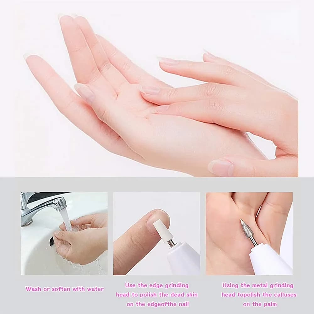 Premium Power Tool with Battery, Portable, 5-in-1 Electric Manicure Set - White Abs for Home Model 98AB22