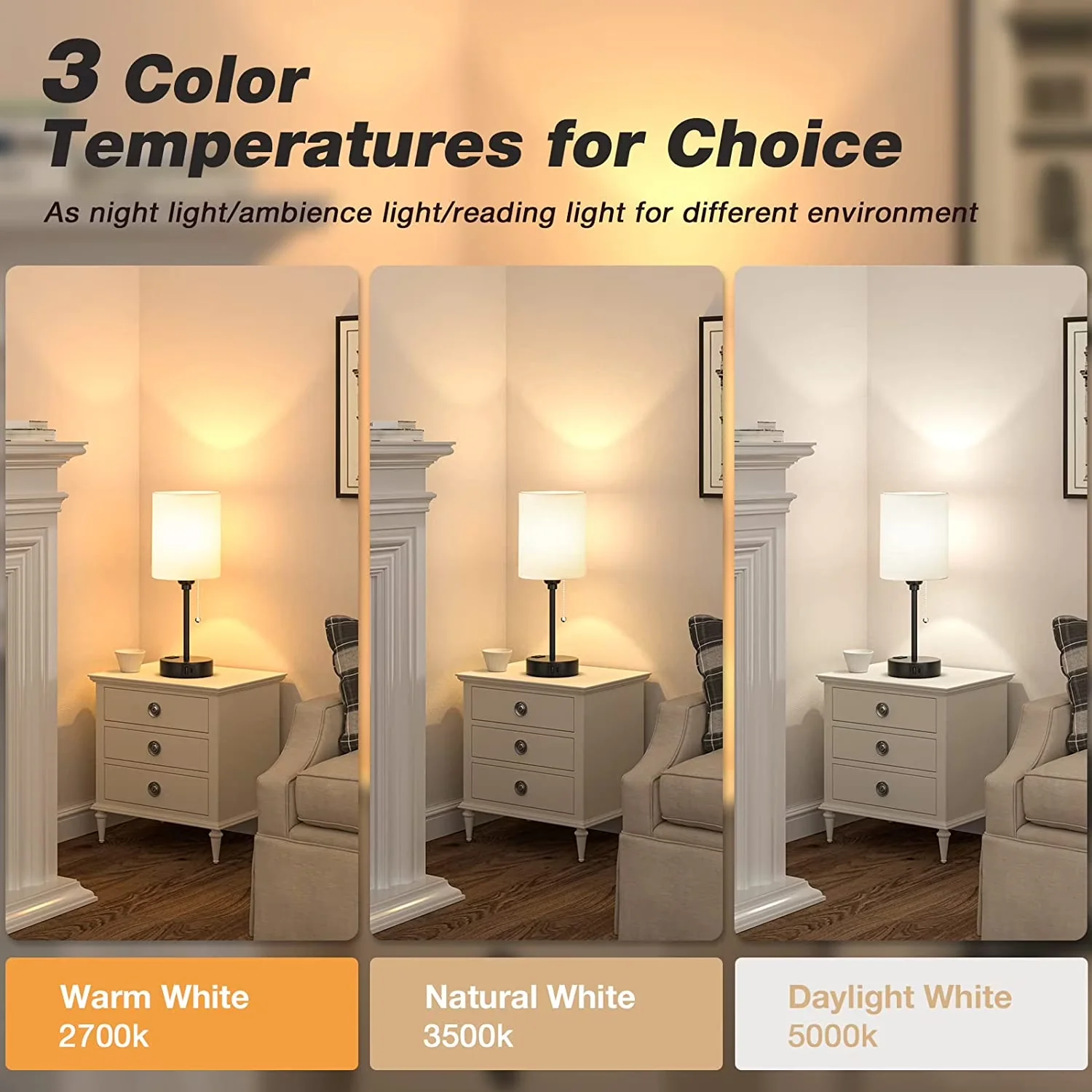 Efficient Lamp with LED, Eco Friendly, Bedside Lamps - Metal White 6 inch Model 8C567D