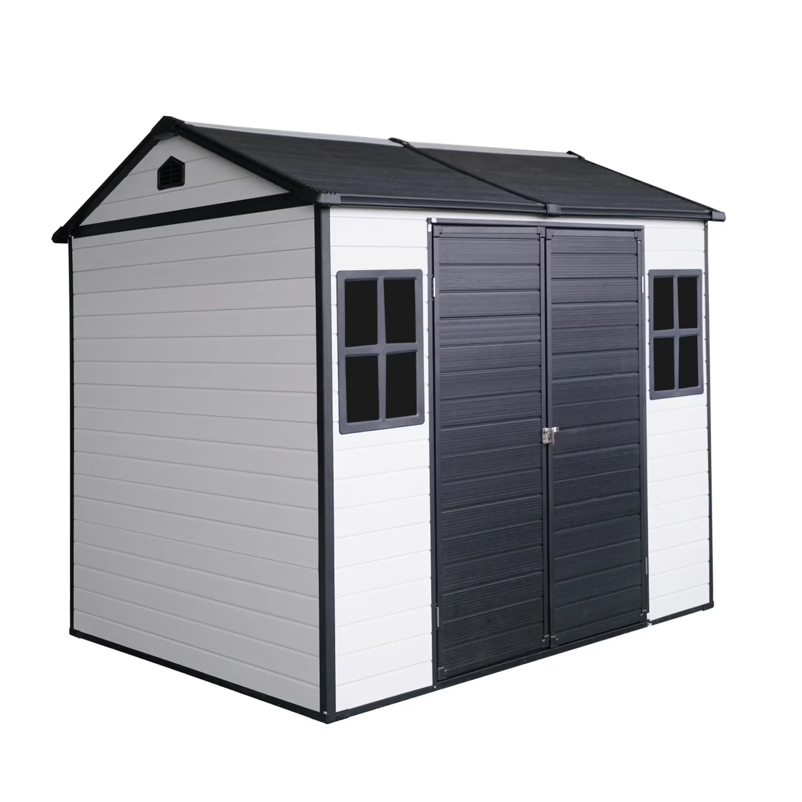Shed Modern with Lockable Door, House Garden Tool Storage - White Polypropylene for Outdoor, Patio Model 35DEDA