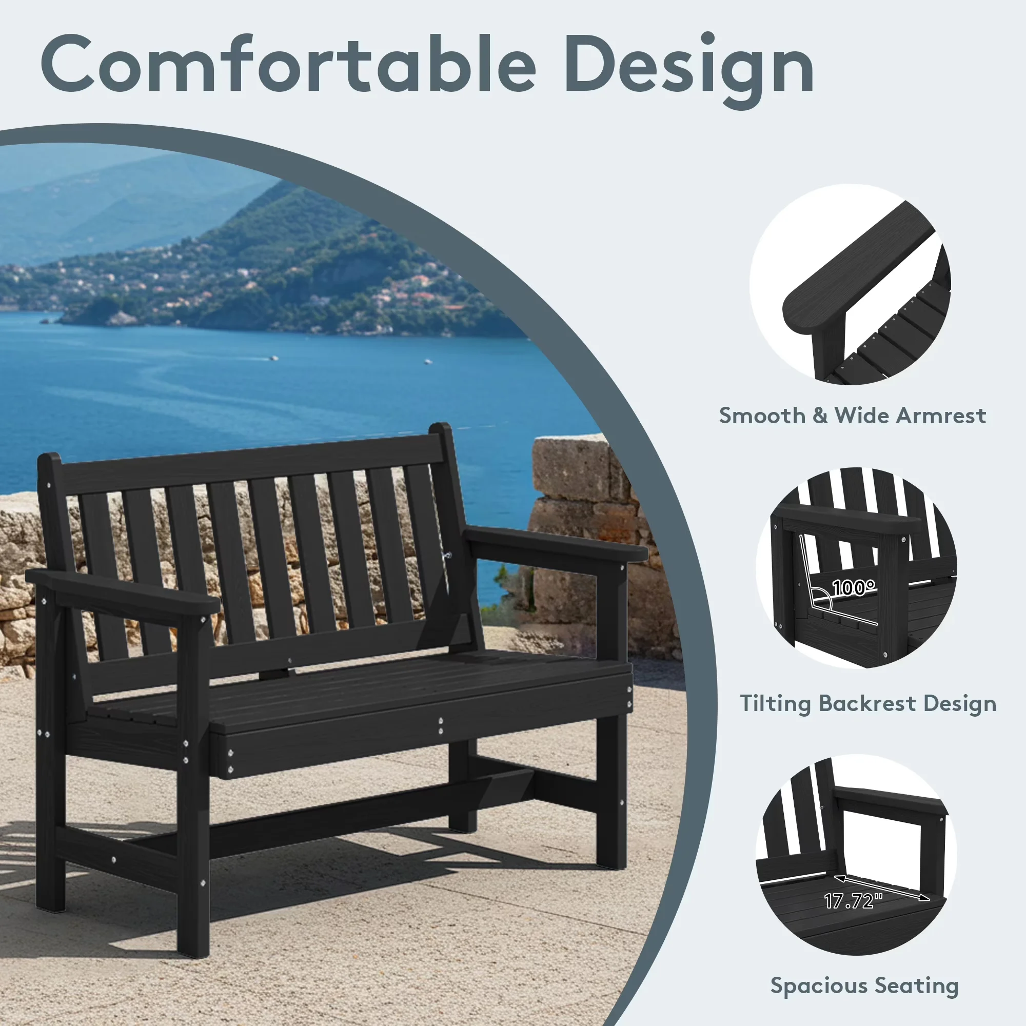 Essential Patio Chair with Waterproof, Rust Resistant, Weather-Resistant - Hdpe Black Model 765055