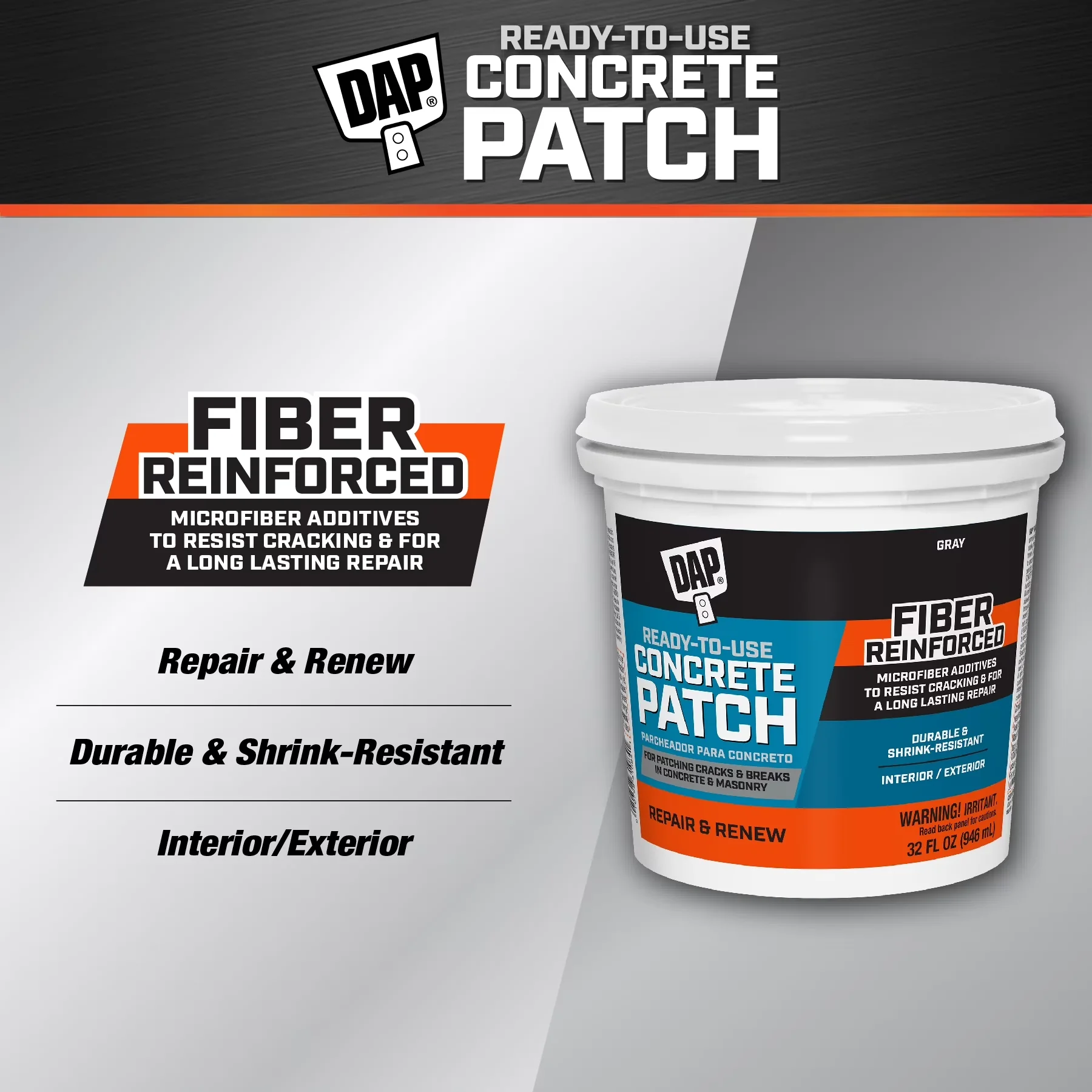 Classic Building Material with Handheld, Tub - Gray Concrete Ready - Satisfaction Guaranteed Model 10764A