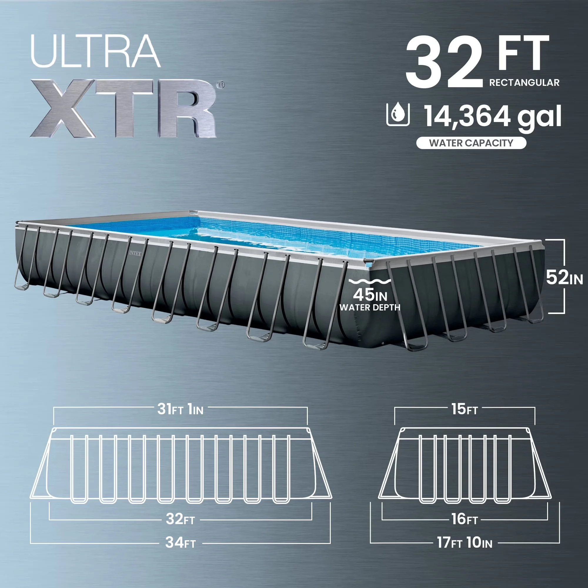 Above Ground Pool Versatile with Puncture Resistant, Uv Resistant - 32ft Model 1F9F63